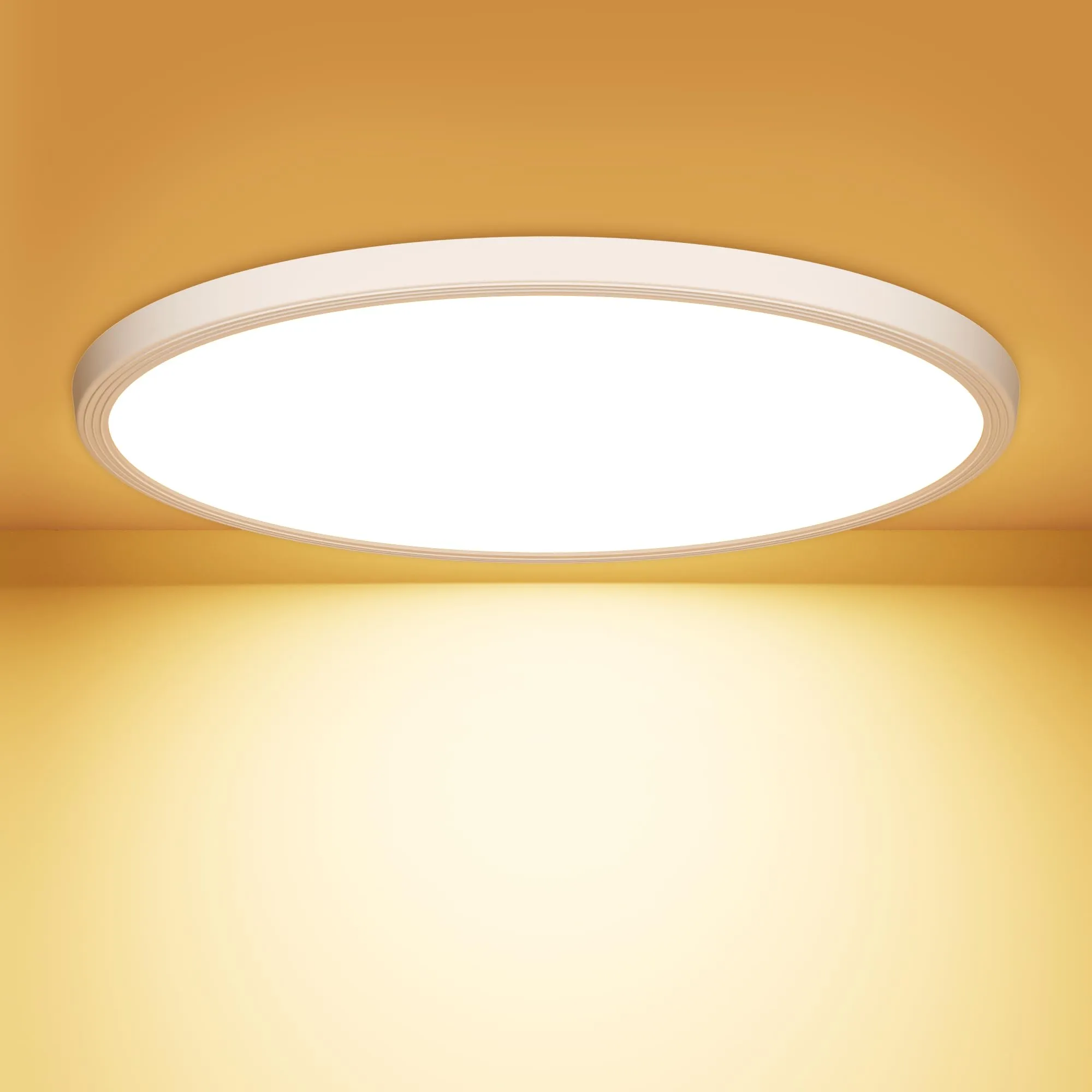 OUILA Plafoniera LED Soffitto 18W, Ø22CM Lampada da Soffitto LED 3000K 1600LM Impermeabile Alta Luminosità Plafoniere Bagno Plafoniere da Ufficio Luce Soffitto per Camera da Letto, Cucina, Balcon