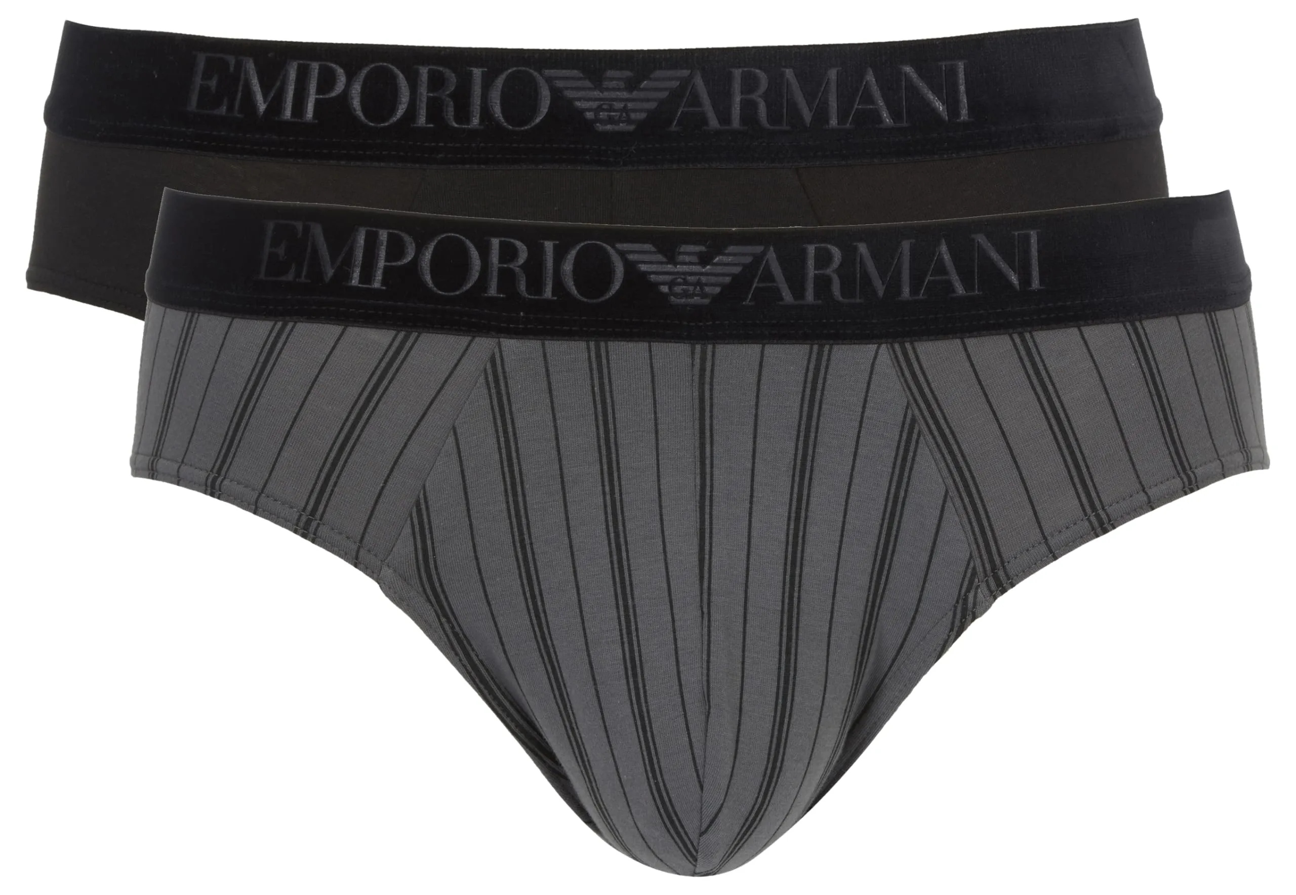 Emporio Armani Tartan Gift Box 2-Pack Brief Briefs, Stampa Righe/Nero, S Men's