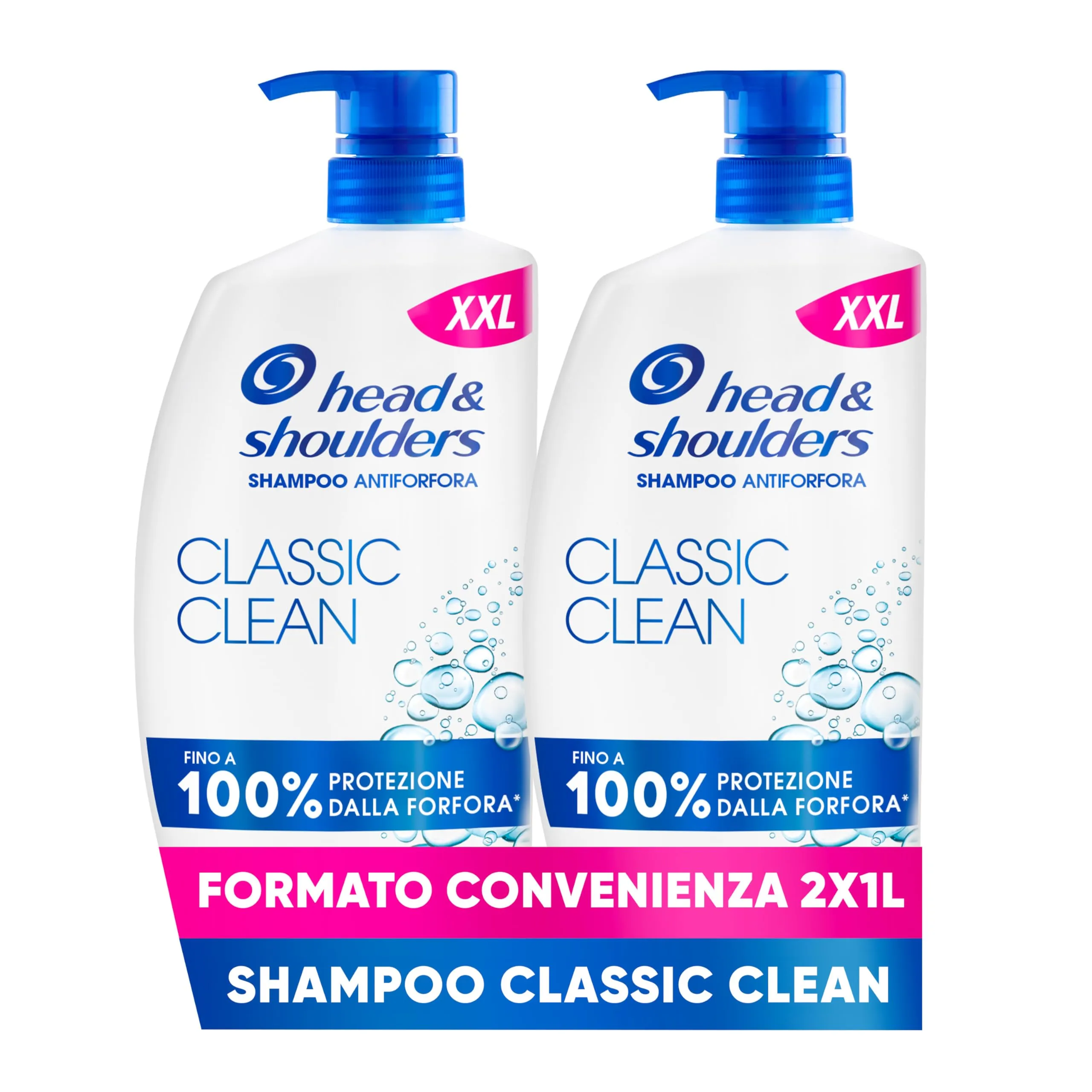 Head & Shoulders Shampoo Antiforfora Classic Clean Capelli Grassi, Formato Maxi Convenienza 2x1000ML