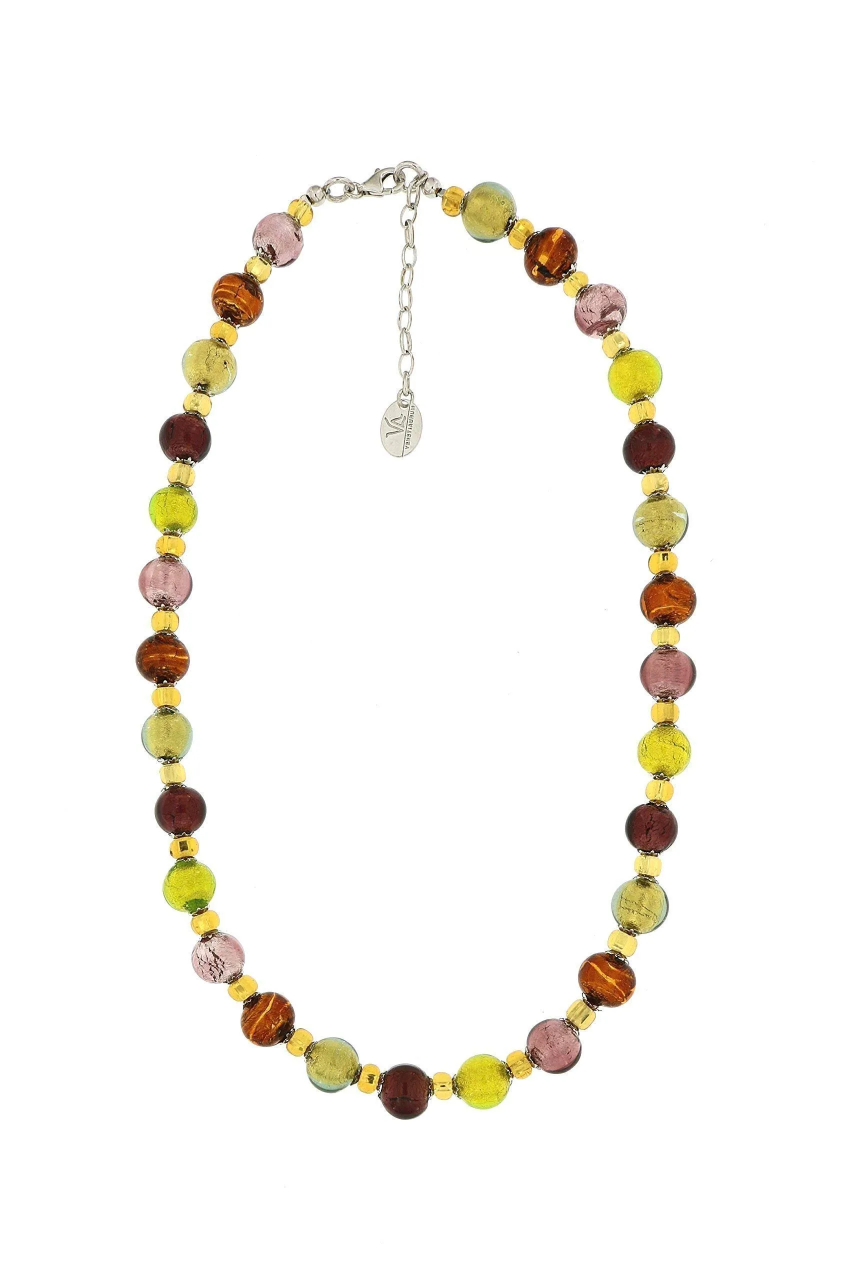 Venetiaurum - Collana girocollo per Donna con sfere in vetro originale di Murano e argento 925 - Gioiello made in Italy certificato