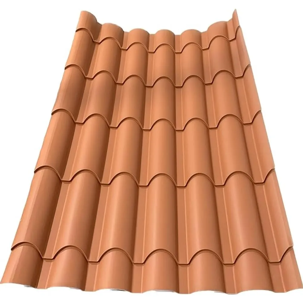 FT METALLI - lamiera ondulata finto coppo copertura tettoia per esterno - lamiera zincata - colore rosso coppo - larghezza 1 metro lunghezza 2,45 metri