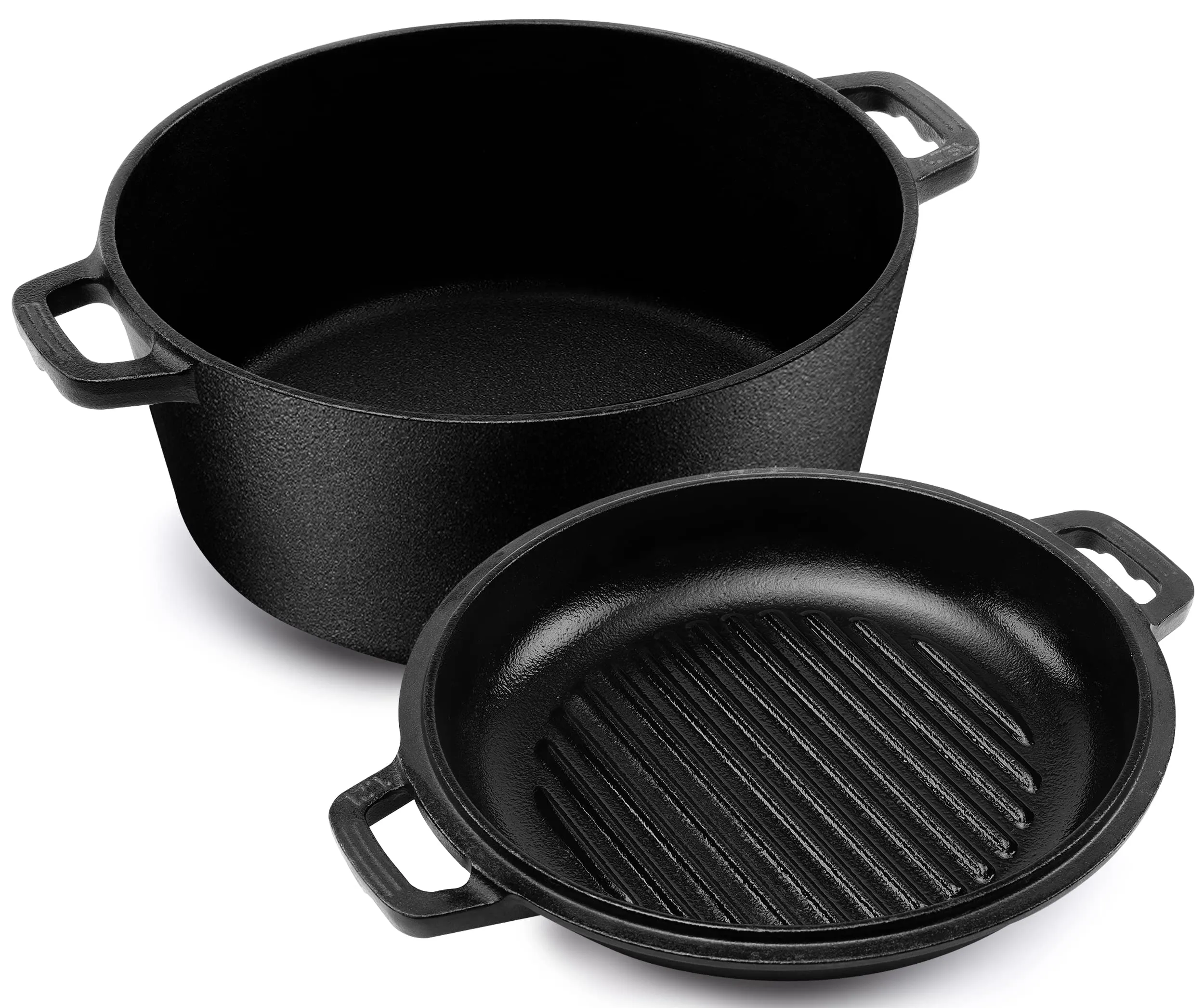 Kichly 2 in 1 Forno Olandese In Ghisa Pre-Stagionato Con Coperchio/Griglia A Doppia funzione - Cuocere Al Forno Friggere Arrostire Stufare E Grigliare - Cucina Interna Ed Esterna, EU1411