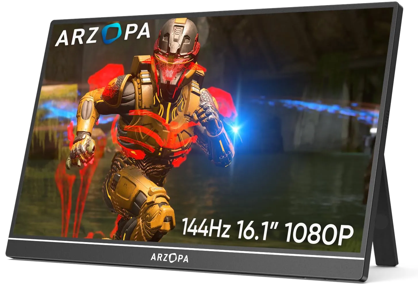 ARZOPA 16.1" 144HZ Portable Monitor, 100%sRGB 1920×1080 FHD IPS Single Pole Portable Monitor con supporto HDMI/Type-C/USB-C, schermo da gioco con protezione degli occhi per laptop/PC/Mac/PS3/4/5/Xbox.