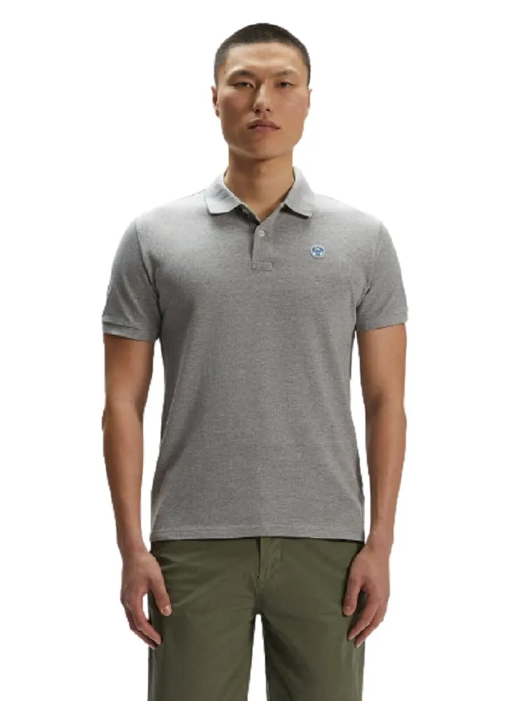 North Sails S/S Polo W/Logo, Grey Melange, XX-Large Uomo