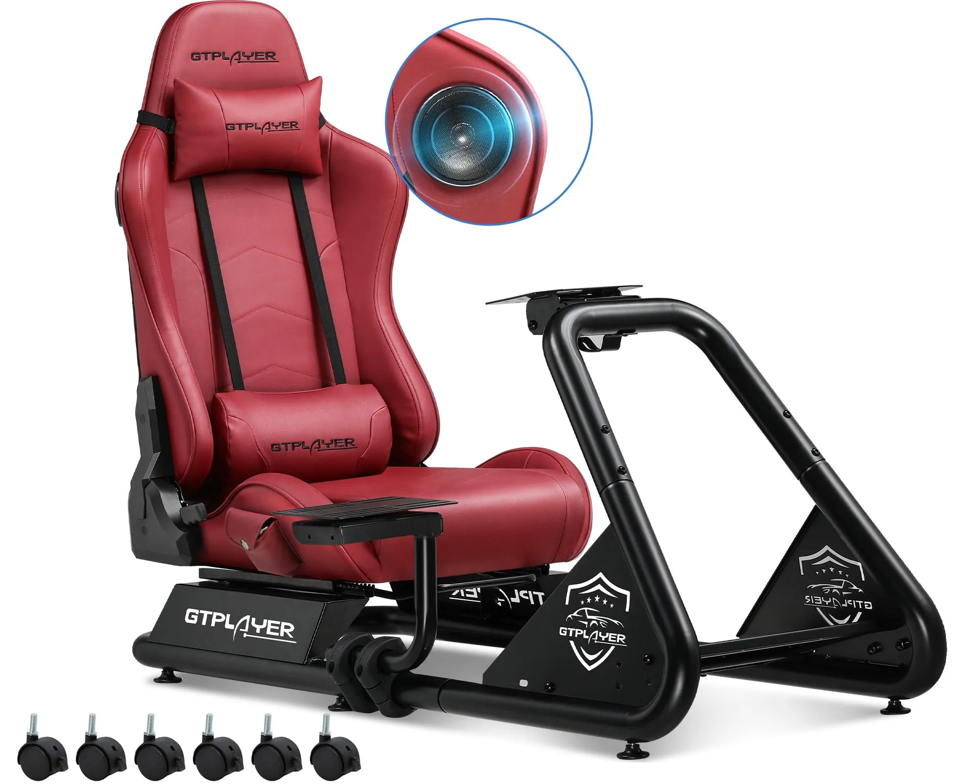 GTPLAYER Simulatore di Guida, Sedile di Simulazione per PC con Altoparlanti, Supporto per Volante e Pedaliera