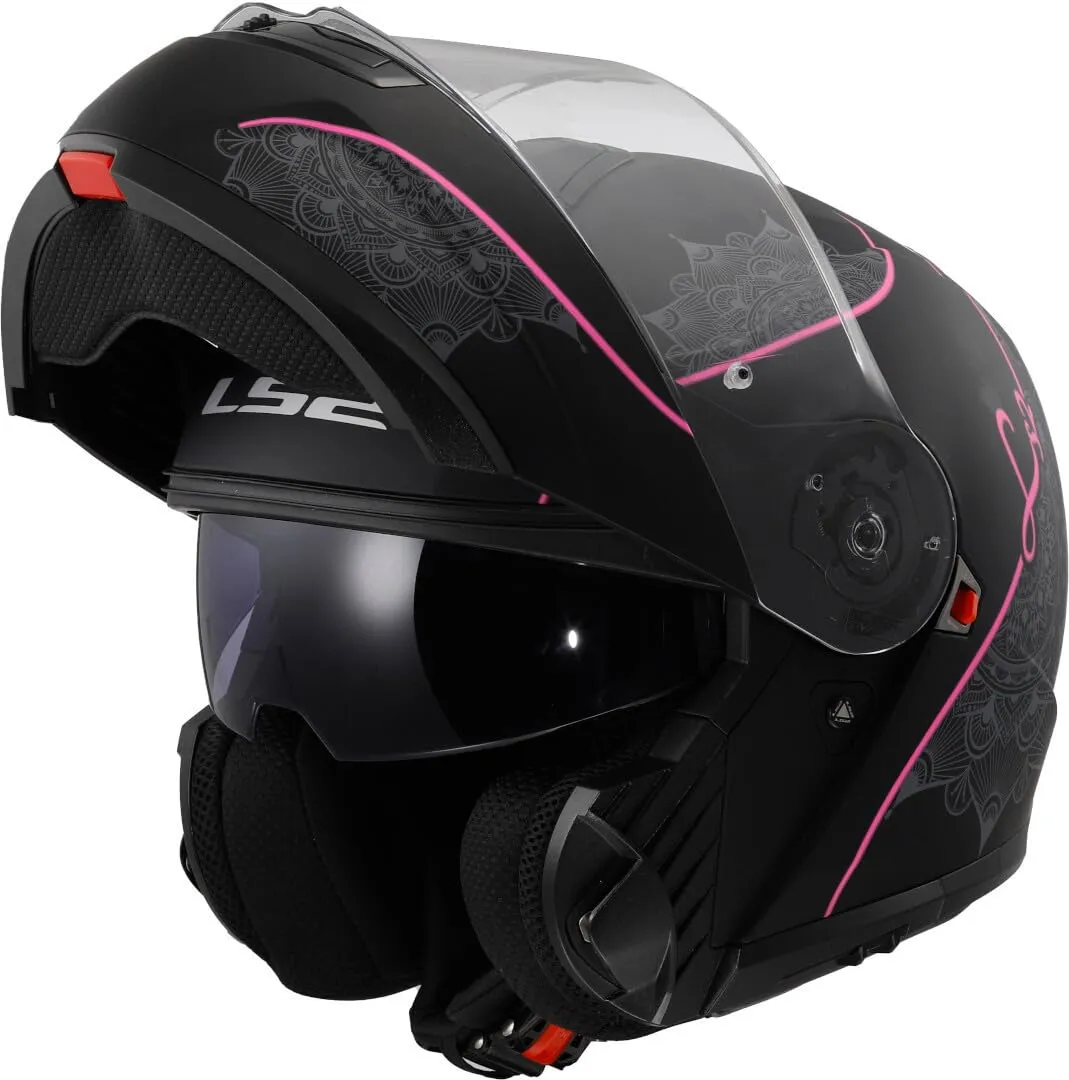 LS2, Casco Moto Modulare STROBE II LUX Matt Black Pink, M