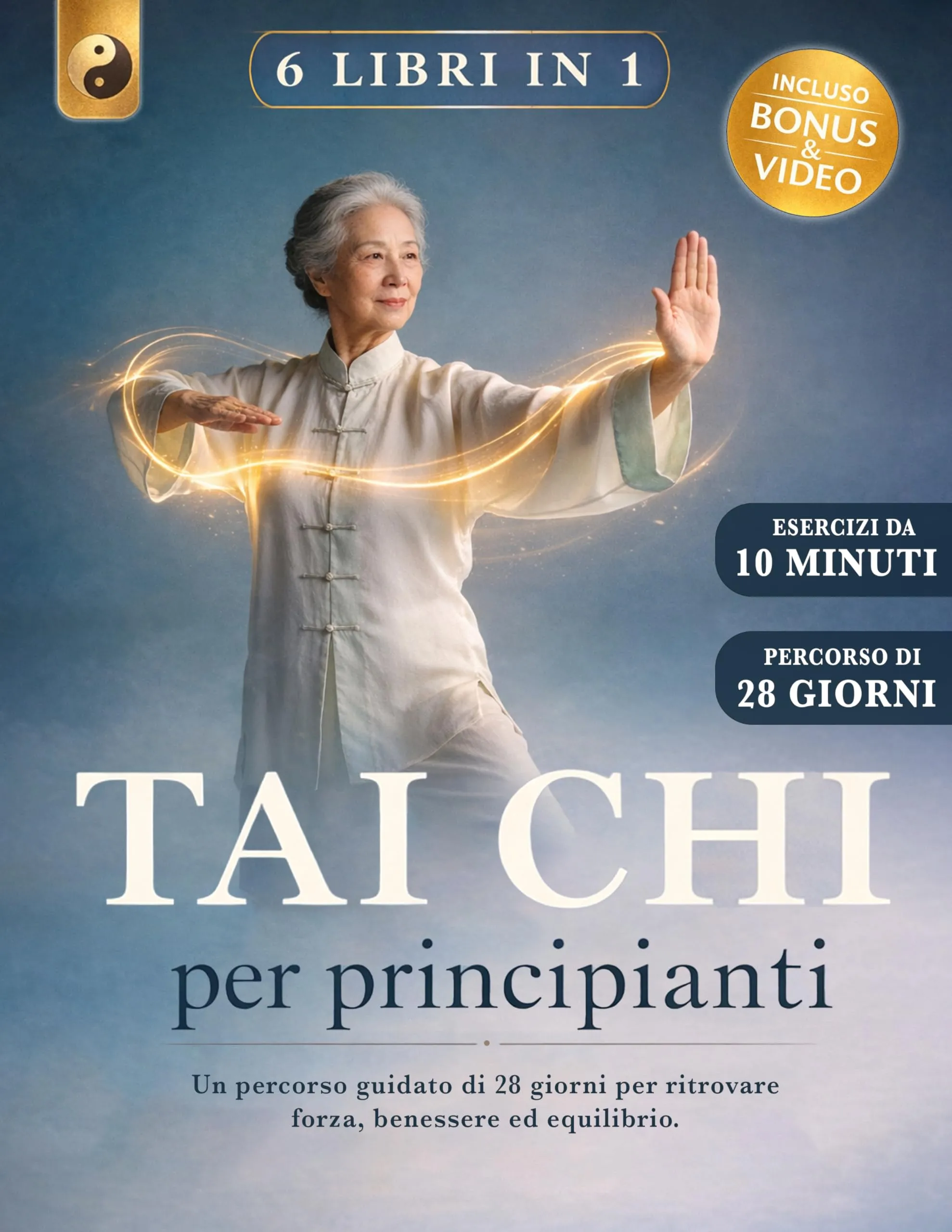 TAI CHI PER PRINCIPIANTI: 6 LIBRI IN 1 : Un Percorso Guidato di 28 Giorni per Ritrovare Forza, Benessere ed Equilibrio. Riduci lo Stress e Migliora la Mobilità Articolare. + VIDEO, BONUS & E-BOOK