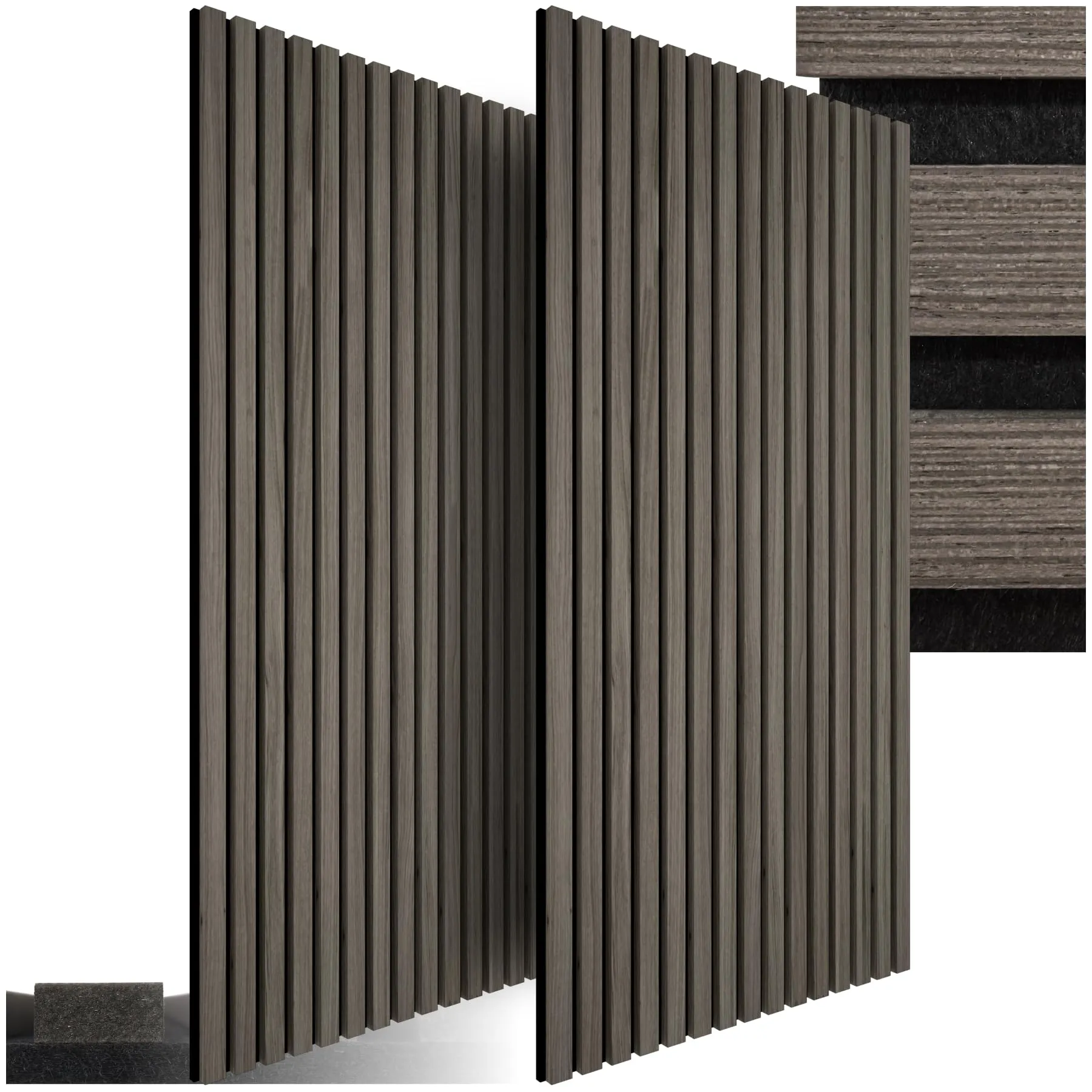 TecTake® Set di 2 Pannelli Acustici Effetto Legno, Pannelli Fonoassorbenti Decorativi per Pareti, Pannelli Fonoassorbenti Soffitto, Pannelli Murali, Design Moderno - Rovere Grigio