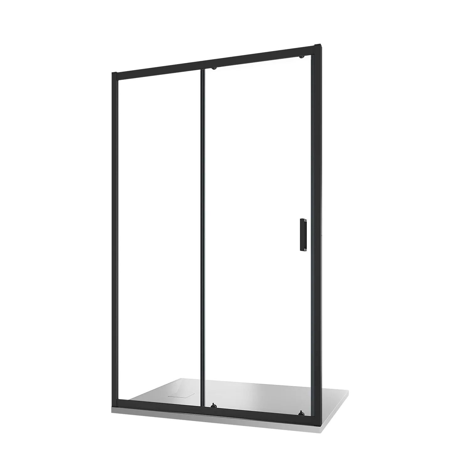 Box Doccia Nicchia 145cm Apertura Scorrevole Vetro Temperato 6mm Trasparente Profili Nero Opaco h185cm mod. Tonga