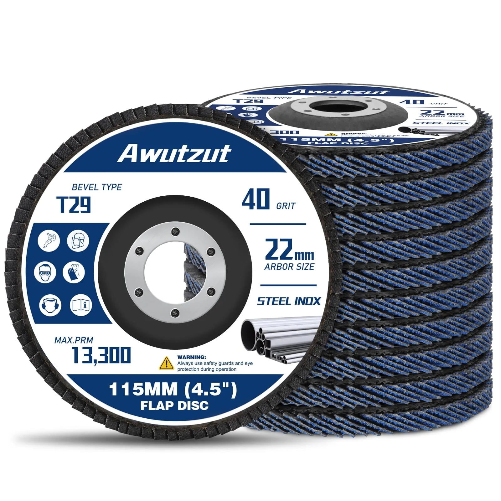 Dischi lamellari 115mm Grana 40 per Smerigliatrice il Ferro Legno Dischi Abrasivi 10 Pezzi