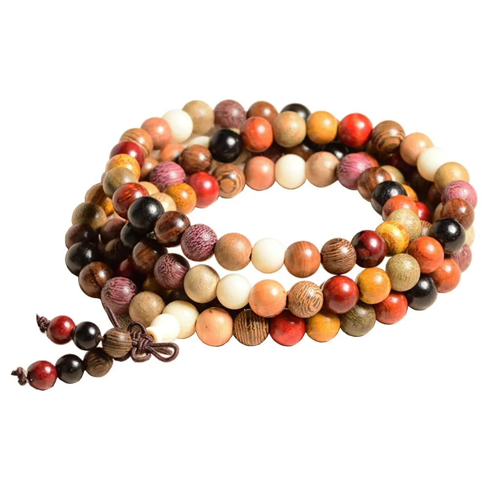 Epoch World 8MM Gioielli Braccialetto Perle di Legno Bracciale Rosario tibetano buddista elastico Collana bracciali 108 Perline Bracciale uomo donna