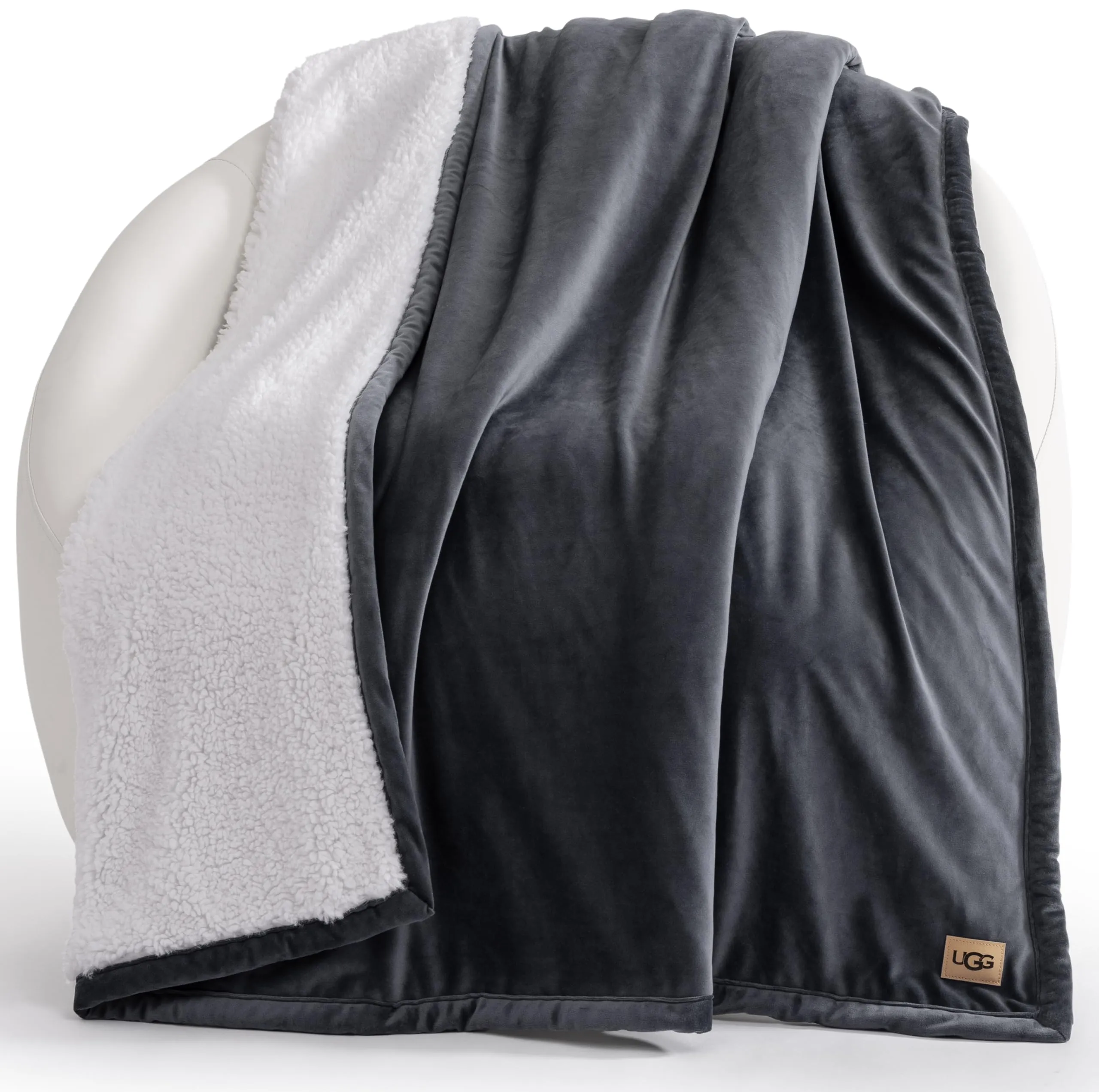 UGG 23854 Bliss Sherpa Coperta completamente reversibile per divano o letto, lavabile in lavatrice, facile da pulire, morbida peluche di lusso oversize 177 x 127 cm, Imperial