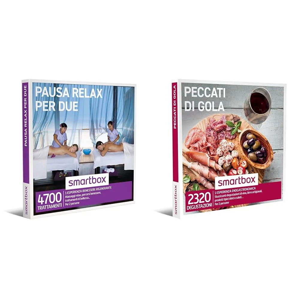smartbox - Cofanetto Regalo Pausa Relax per Due - Idea Regalo per la Coppia & Cofanetto Regalo Peccati di Gola - Idea Regalo gourmet - 1 Esperienza enogastronomica