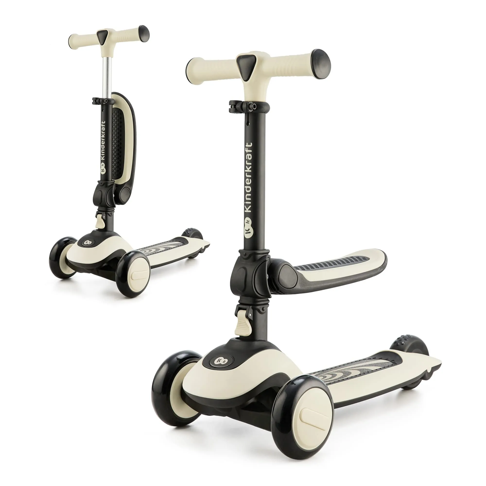 Kinderkraft HALLEY Monopattino Bambino, Triciclo bambini 1 anno, con 3 Ruote LED, Pieghevole, Manubrio regolabile in altezza, per Bambini 3-13 Anni, Carico Massimo 50 kg, Bianco
