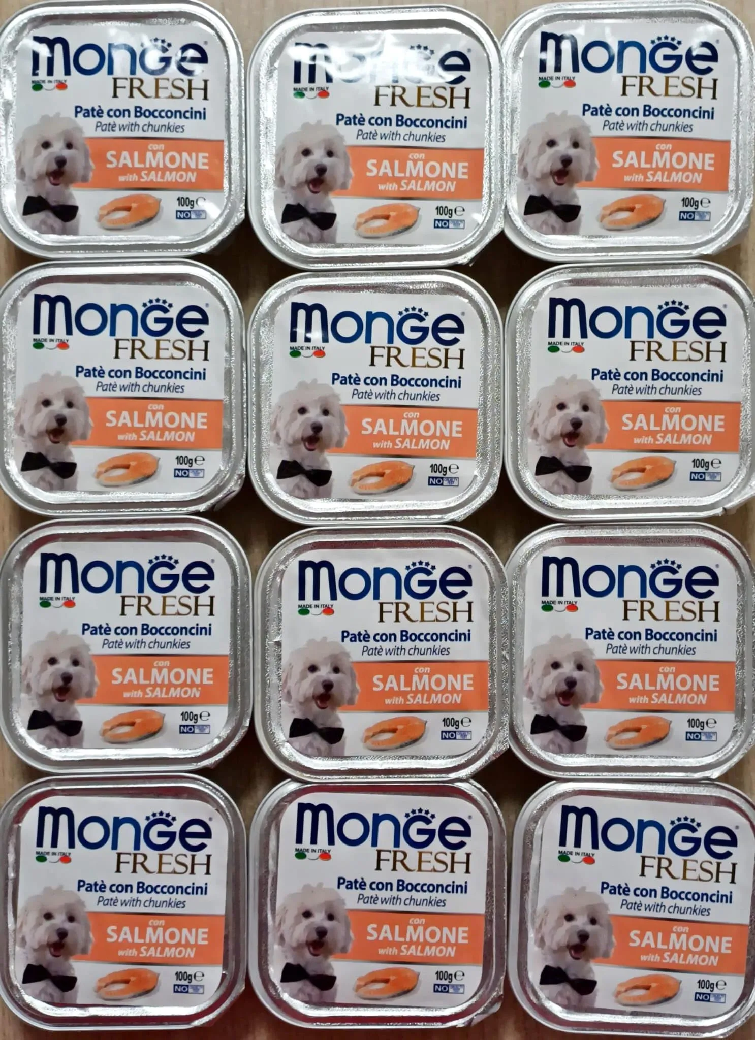 MONGE UMIDO PER CANI FRESH SALMONE 12 VASCHETTE DA 100GR