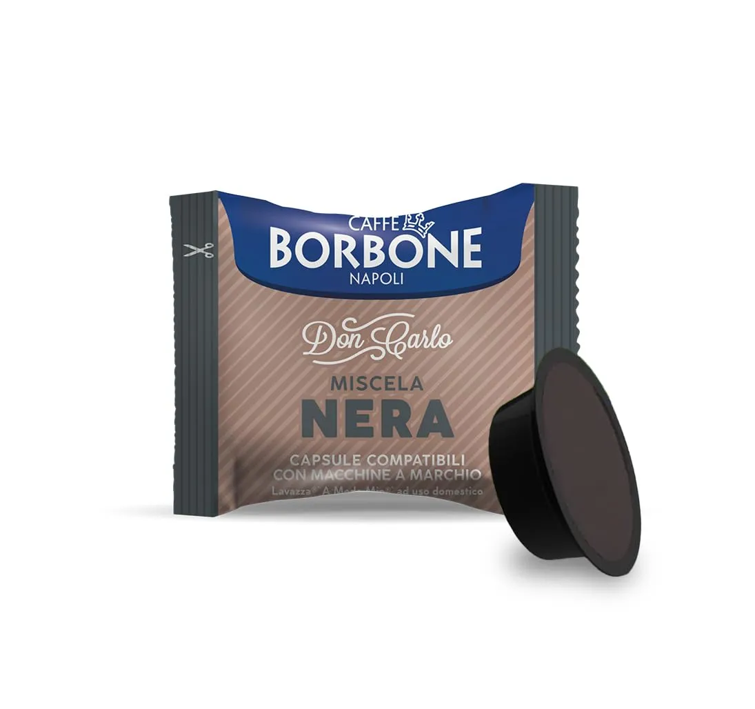 CAFFÈ BORBONE Don Carlo, Miscela Nera - 50 Capsule - Compatibili con le Macchine ad uso domestico Lavazza A Modo Mio