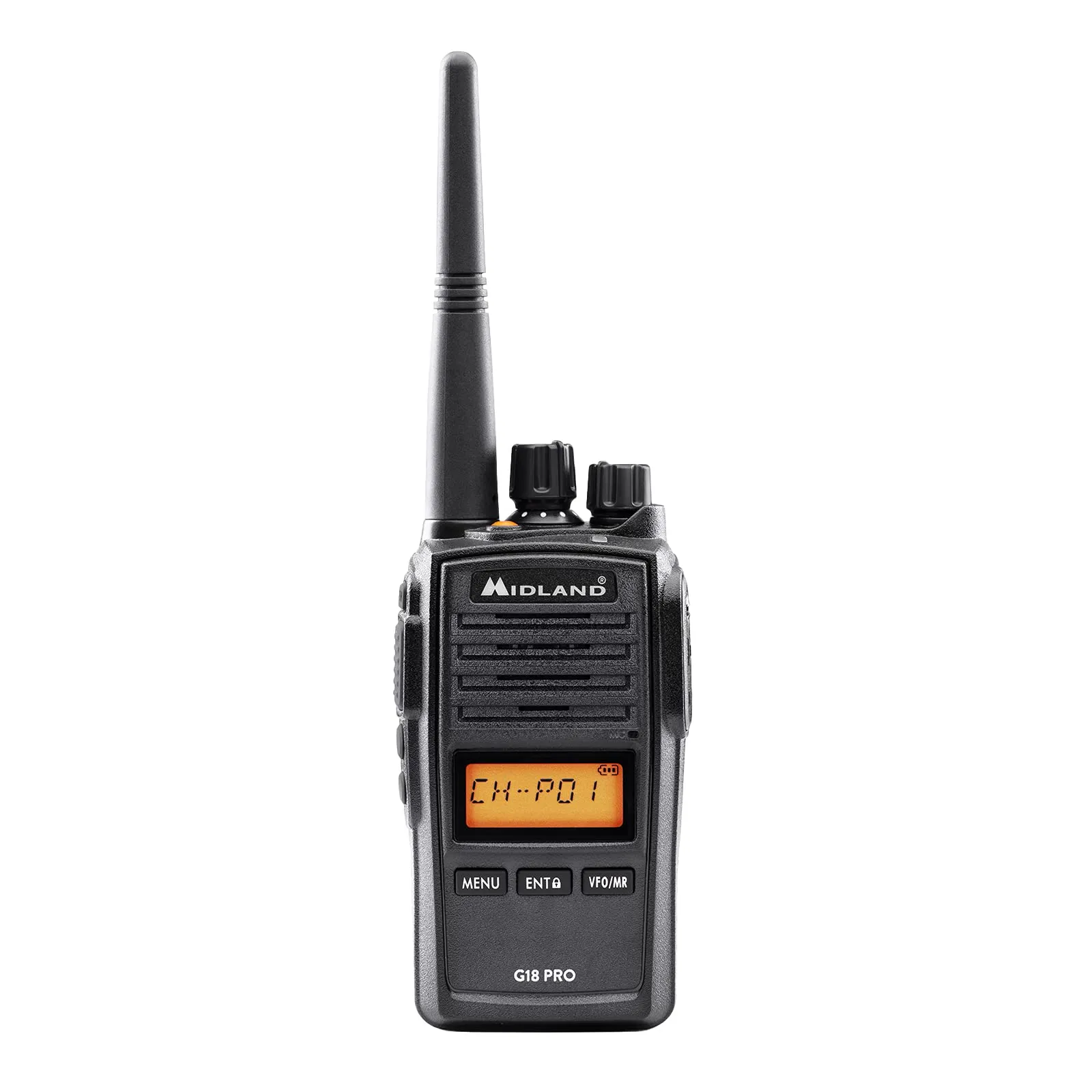 Midland - Walkie Talkie G18 PRO, Ricetrasmittenti Professionali con 99 Canali PMR446, Standard Militare MIL-STD-810G, Waterproof IP67 - Copertura 12Km, Autonomia 22 Ore, Funzione Scrambler e Compander