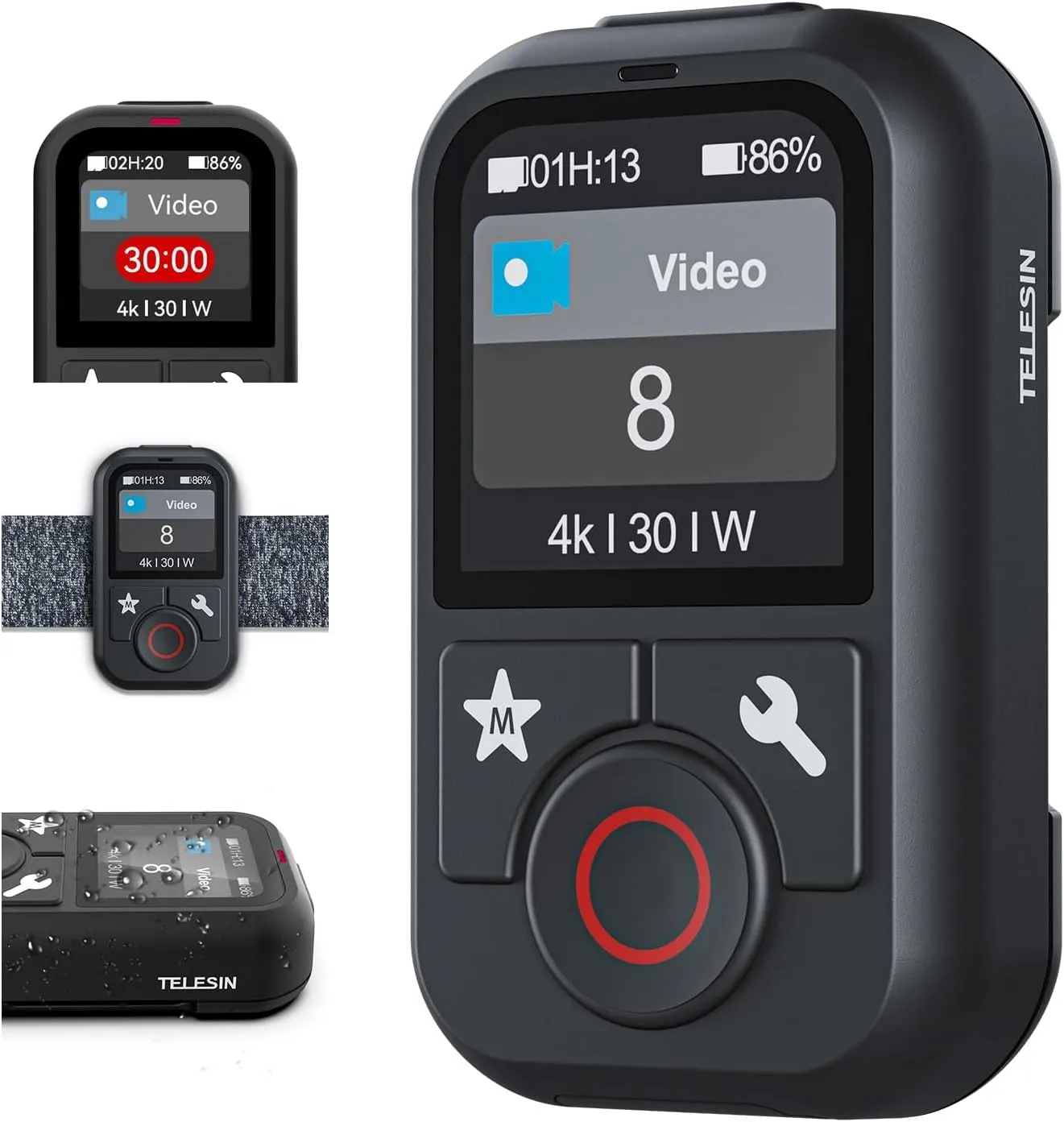 Telesin Smart Wireless WiFi 60 Metri Telecomando per GoPro Impermeabile Display LCD a Colori Smart Controller Include Fascia Sportiva Compatibile con Go Pro 13 12 Black Max Mini GoPro Action Camera