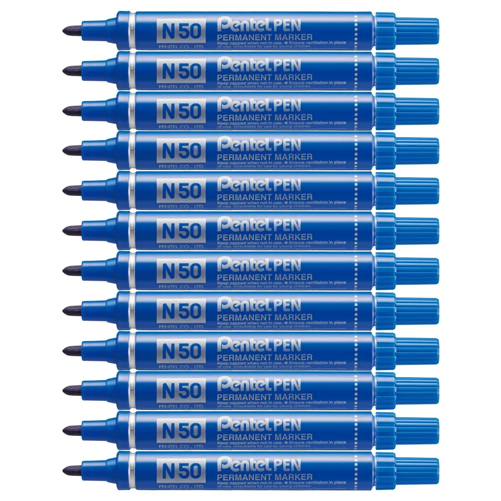 Pentel N50 Marcatore, Blu, Confezione da 12 pezzi