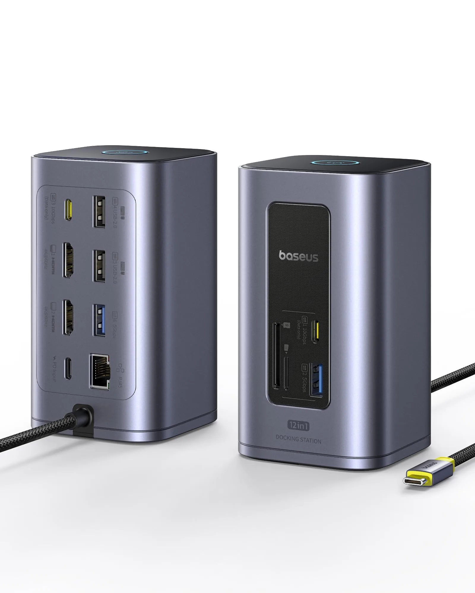 Baseus Docking Station, Nomos Air 12 in 1, Docking Station 2 Monitor con 2 * 4K HDMI, USB-A/C 10Gbps, Ethernet 1 Gbps, 100W PD, HUB USB C per Laptop Dell/HP/Lenovo/Asus/Acer/Mac