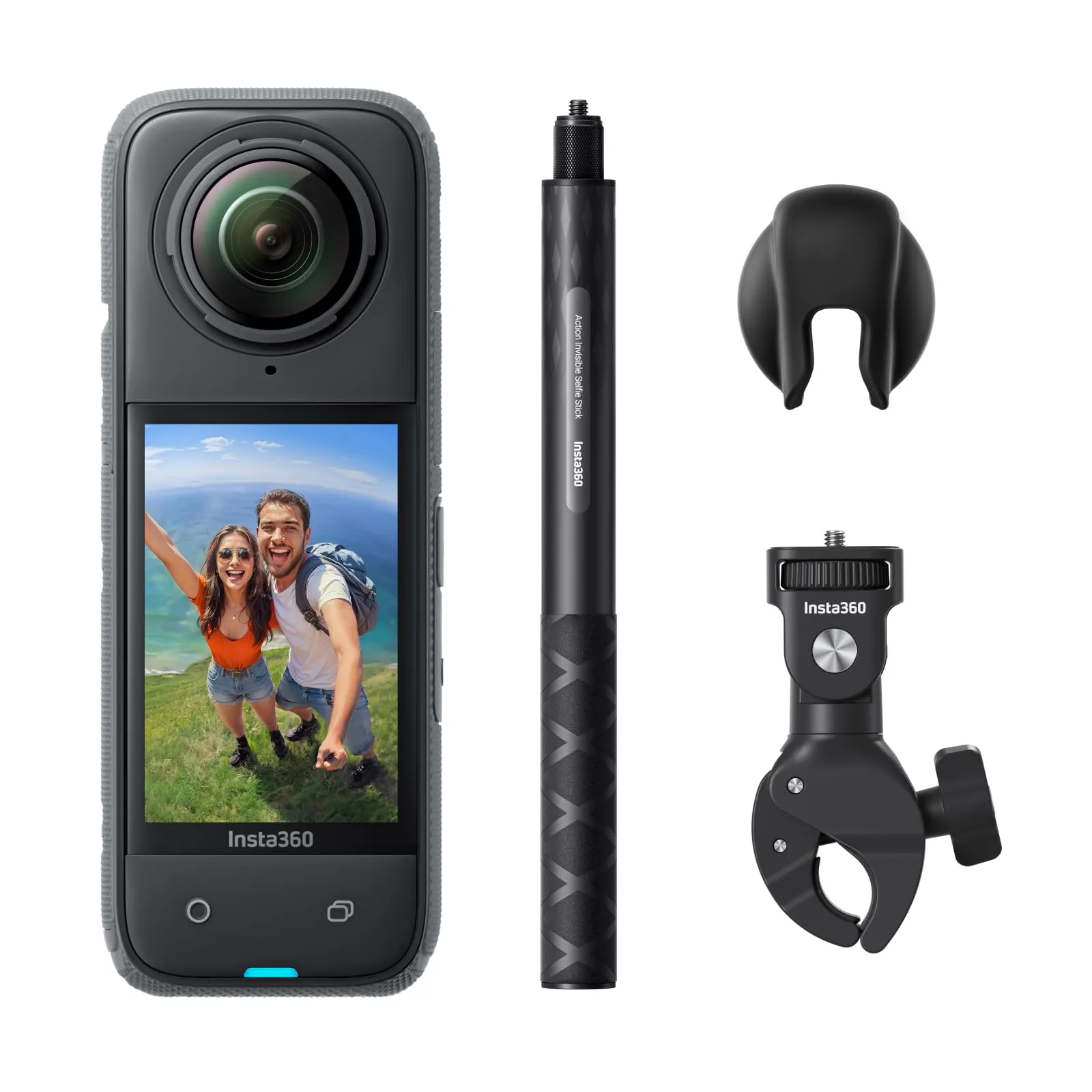 Insta360 X4 Pack Moto - Action Cam 360° 8K Impermeabile, Video Grandangolari in 4K, Effetto selfie stick invisibile, Autonomia Batteria 135 min, Editing IA, Stabilizzazione, Sport, No Micro SD