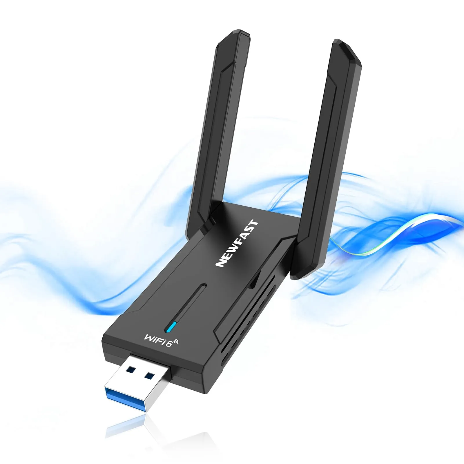 NEWFAST 5400Mbps Chiavetta WiFi per PC Fisso, USB WiFi 6E Antenna WiFi USB Tri-Band 6/5/2,4GHz Chiavetta WiFi 6 Supporta Windows 11/10, USB3.0, OFDMA, MU-Mimo, WPA3 (NF-U353)