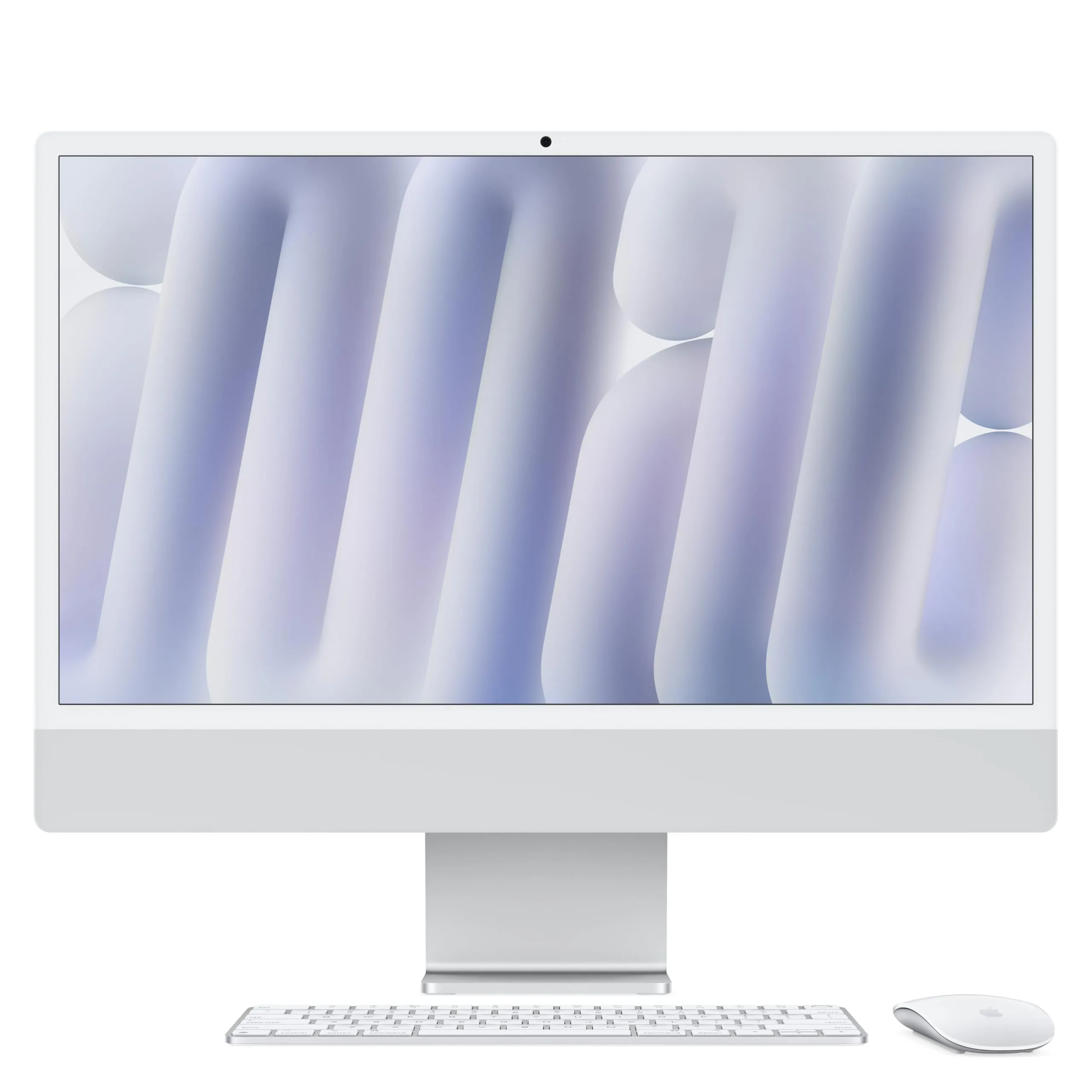 Apple iMac Computer desktop all-in-one: Chip M4, CPU 10-core e GPU 10-core: display Retina 24'', 16GB di memoria unificata, 256GB di archiviazione SSD, con accessori. Per iPhone/iPad; Argento
