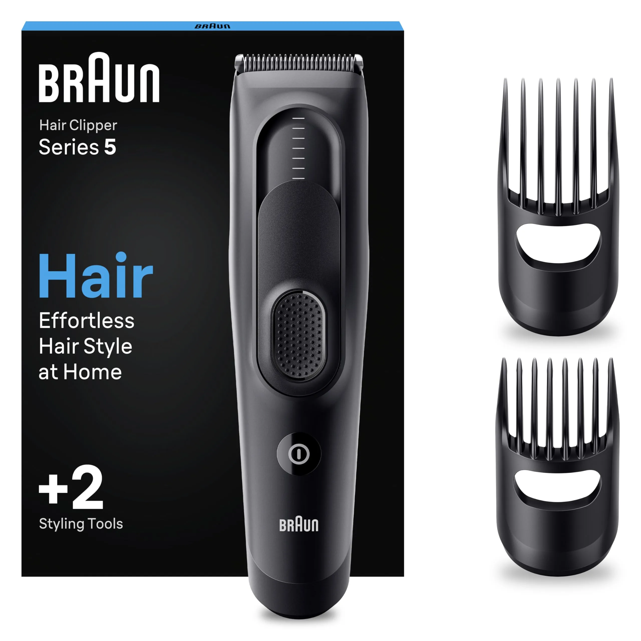 Braun Series 5 TAGLIACAPELLI UOMO, Con 17 Impostazioni Di Lunghezza, Sistema Di Memoria Safetylock, lame Ultra Affilate, 2 Pettini, Batteria Ni-Mh 50 Minuti Di Autonomia, Idea Regalo, HC5330