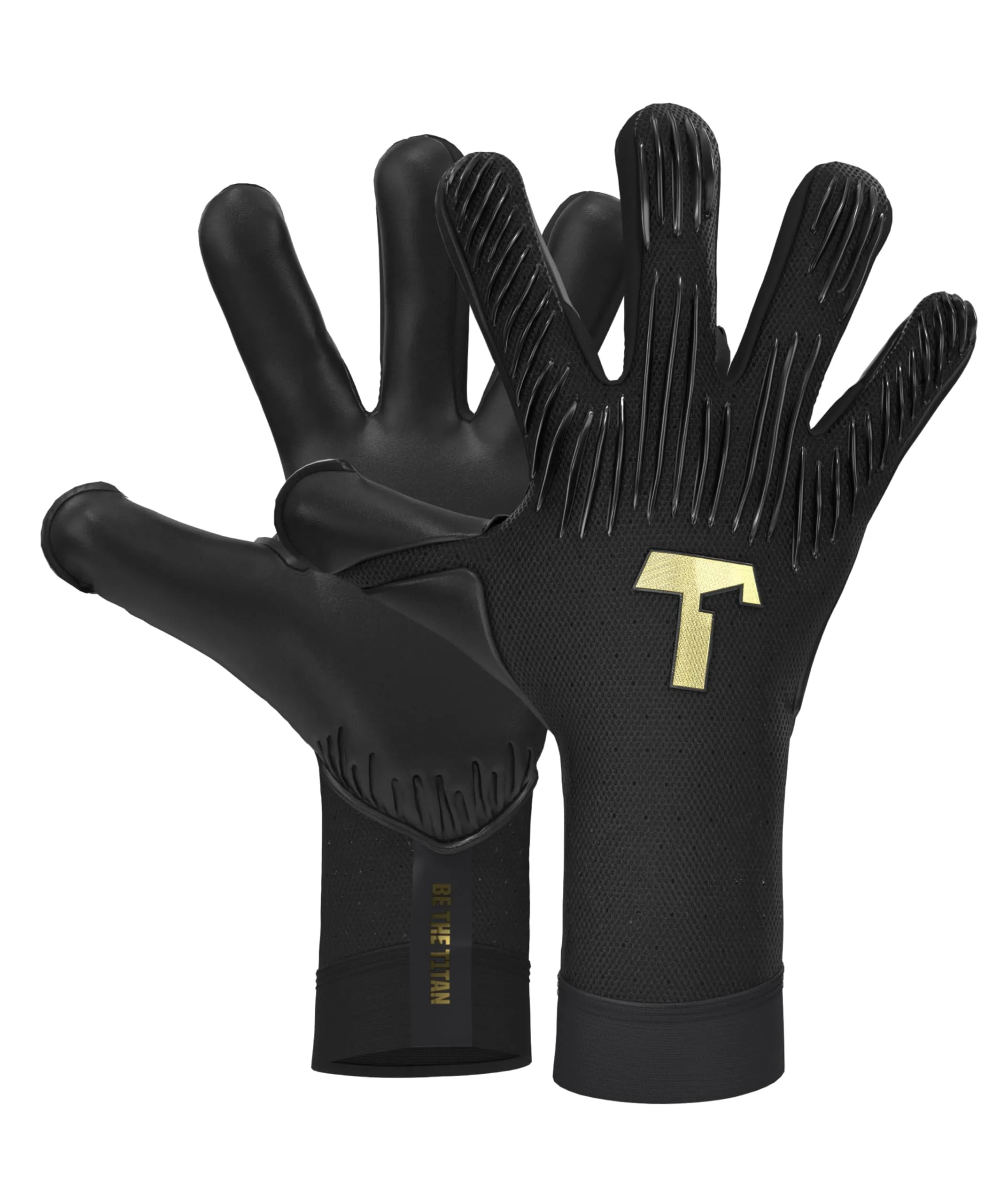 T1TAN Rebel 2.0 Black-Out – Guanti da portiere da uomo – Guanti da calcio professionali per adulti e ragazzi – Guanti per calcio e ogni portiere – Taglia 10