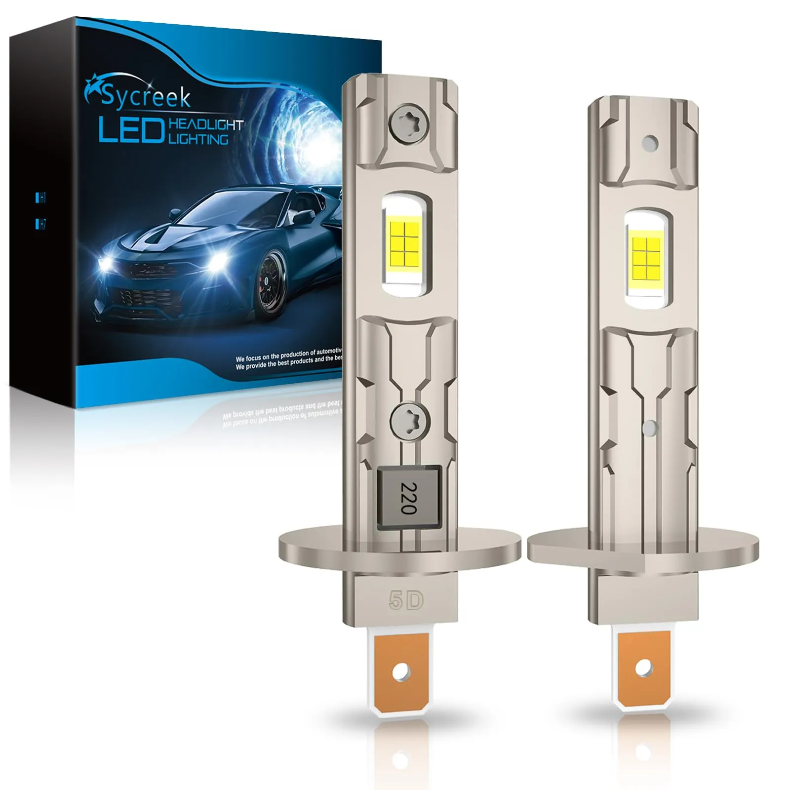 Sycreek 2025 Lampadina LED H1 30000LM 80W, Lampadina per Auto H1 LED 6500K, CSP LED 9-32V, Plug and Play