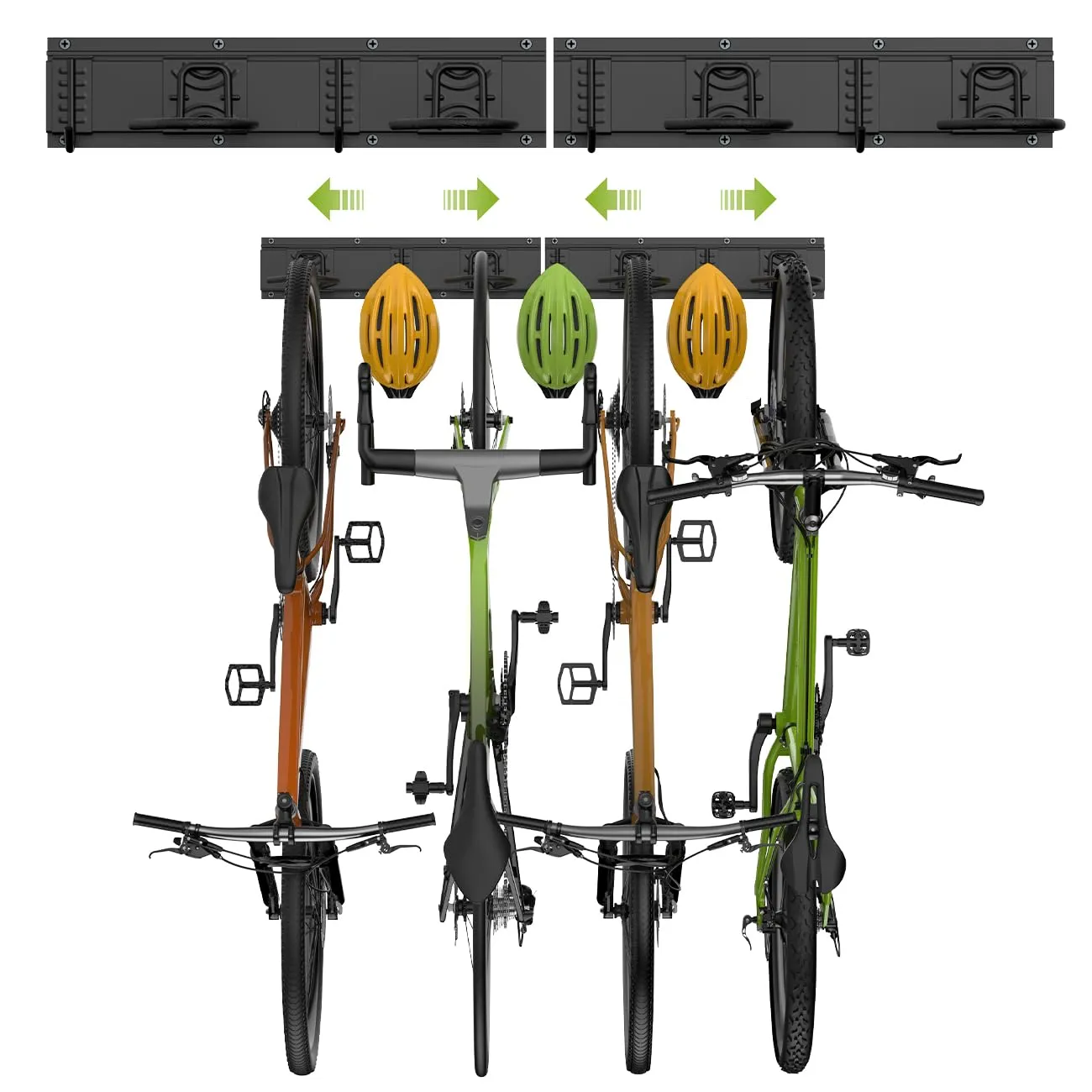 Housolution Ganci Portabici 32" per 4 Biciclette + 3 Caschi, Fino a 300 Libbre, Ganci per Biciclette per Garage, Portabiciclette in Acciaio Solido, Montaggio a Muro per Biciclette, Nero