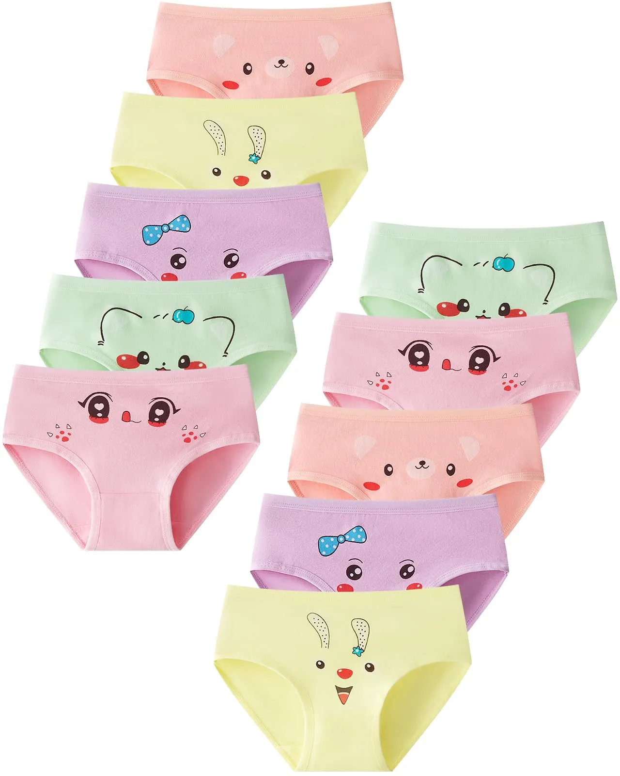Charmi Slip Mutande Intimo Bambina 2-10 Anni Confezione da 10 Faccina Carina 8-10 Anni (Dimensioni del Produttore 2XL)