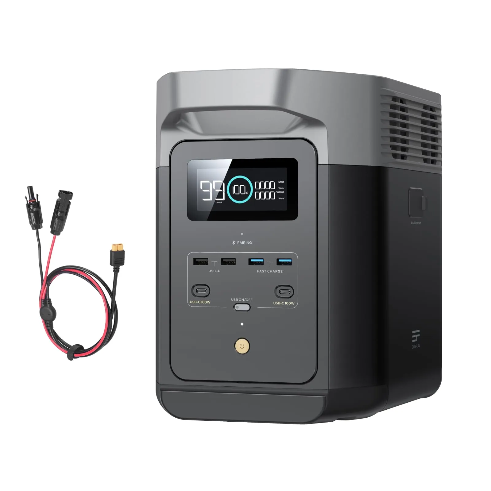 Centrale Elettrica Portatile EcoFlow DELTA 2 con cavo XT60i, batteria LFP, ricarica rapida, generatore solare per alimentazione domestica di emergenza, campeggio e camper