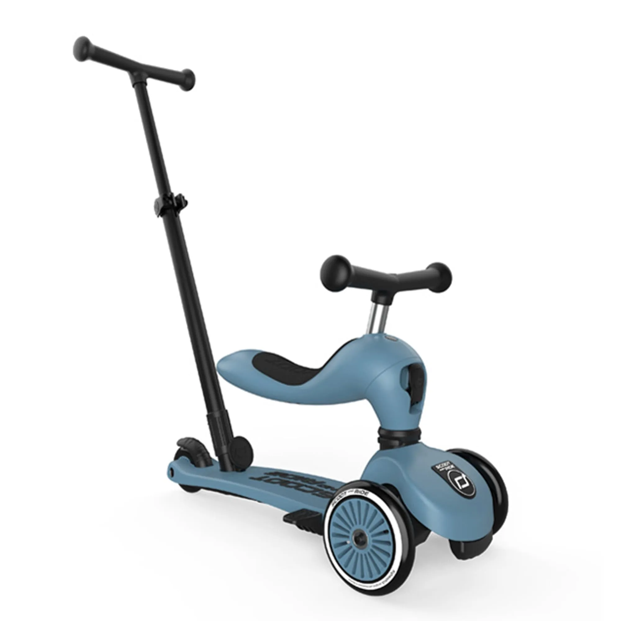 Scoot & Ride Highwaykick 1 Push And Go - 2 in 1 Ride-On & Scooter, Manubrio Regolabile, Trasformazione 1-Click, Pedana Antiscivolo, Leggero e Durevole - Acciaio