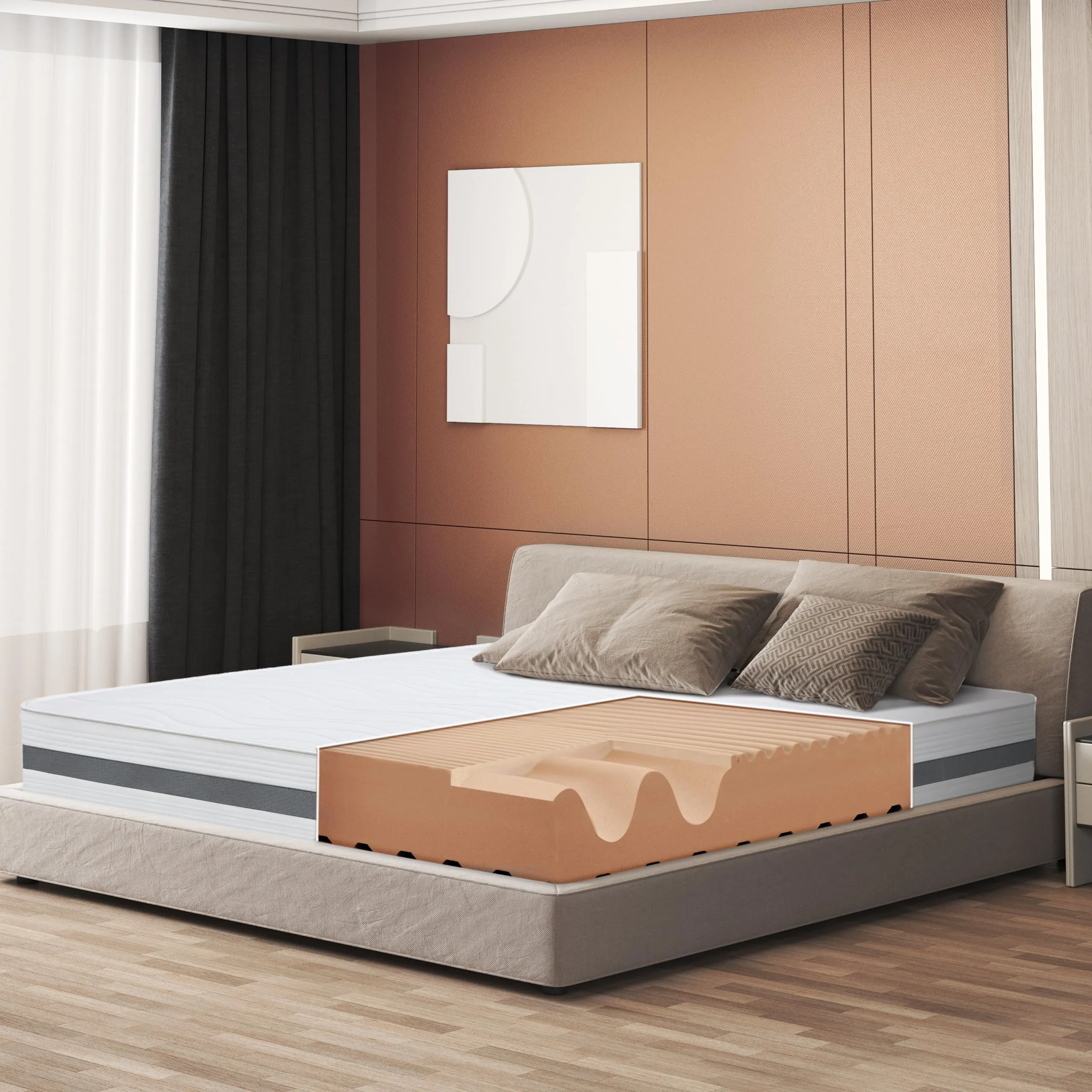 Materasso Matrimoniale Ortopedico in Memory Antibatterico | Rivestimento 3D Air in Fibra Ipoallergenica ed Antiacaro | 7 Zone Differenziate Termosensibili | Altezza 25 cm Reali | 160 x 190