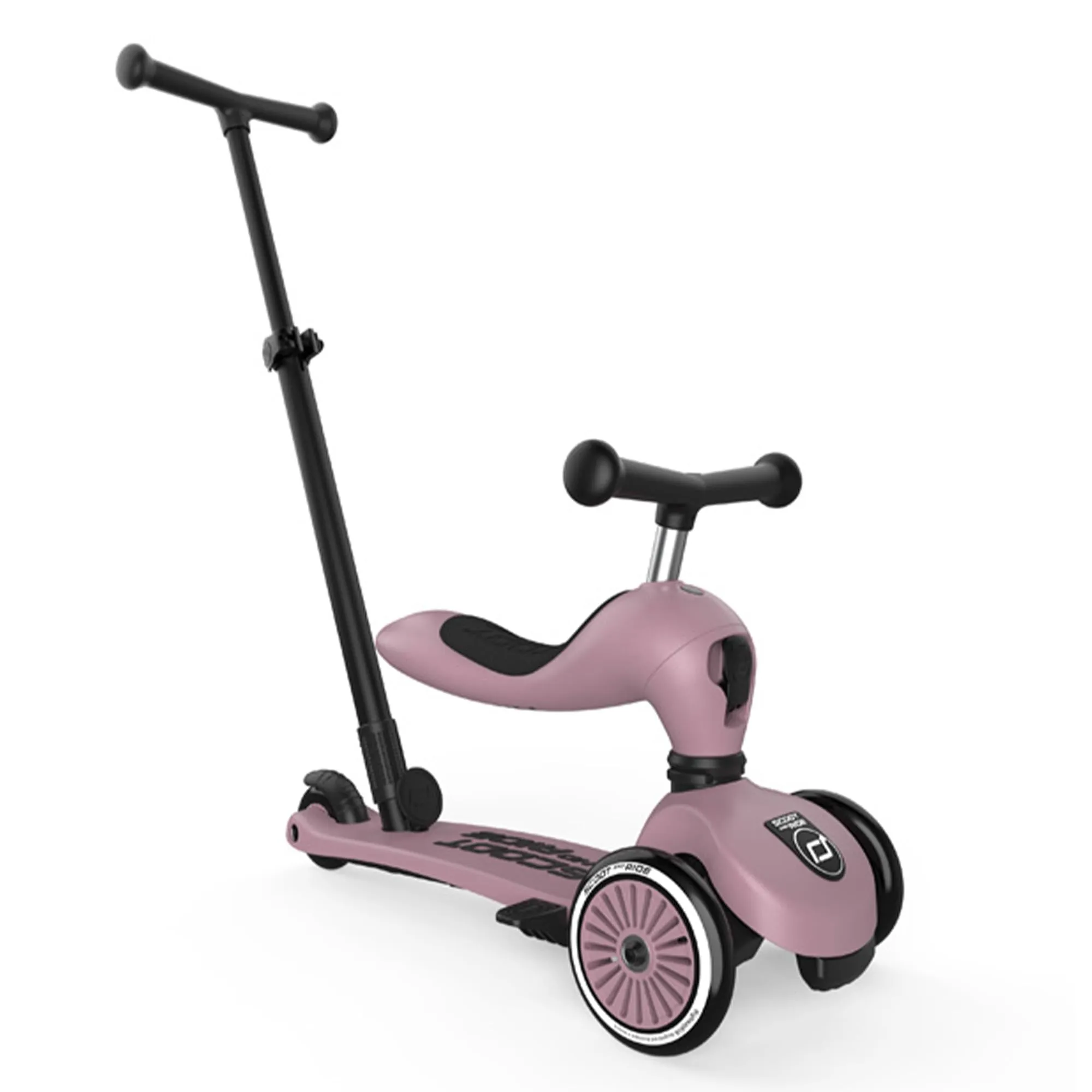 Scoot & Ride Highwaykick 1 Push And Go - 2 in 1 Ride-On & Scooter, Manubrio Regolabile, Trasformazione 1-Click, Pedana Antiscivolo, Leggero e Durevole - Wildberry