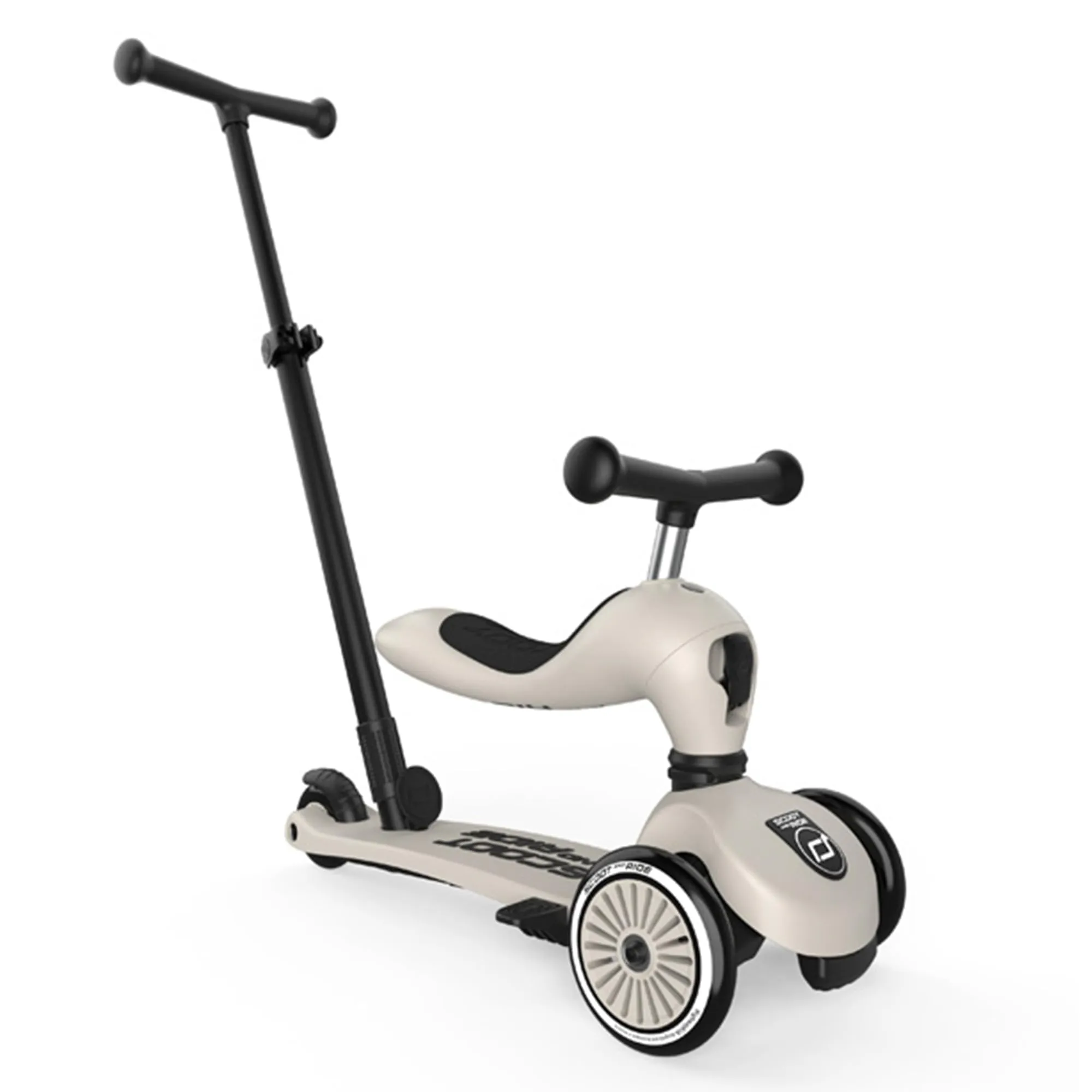 Scoot & Ride Highwaykick 1 Push And Go - 2 in 1 Ride-On & Scooter, Manubrio Regolabile, Trasformazione 1-Click, Pedana Antiscivolo, Leggero e Durevole - Frassino
