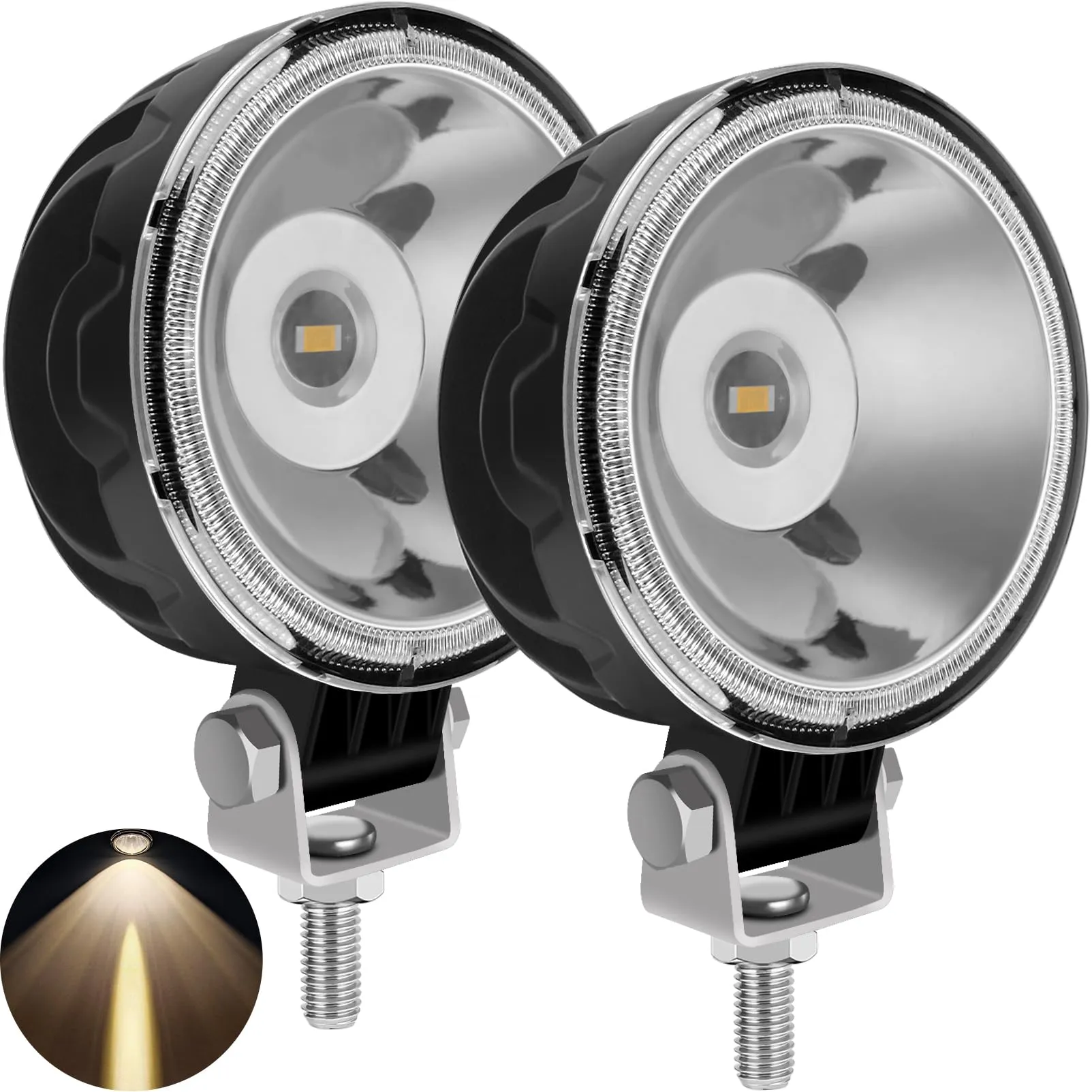 SUFEMOTEC 2 Pezzi LED da Lavoro 3 Pollici Bianca 12V 24V - Faretto Supplementare Nebbia Marina Trattore Escavatore Agricolo Rimorchio IP67 Impermeabile