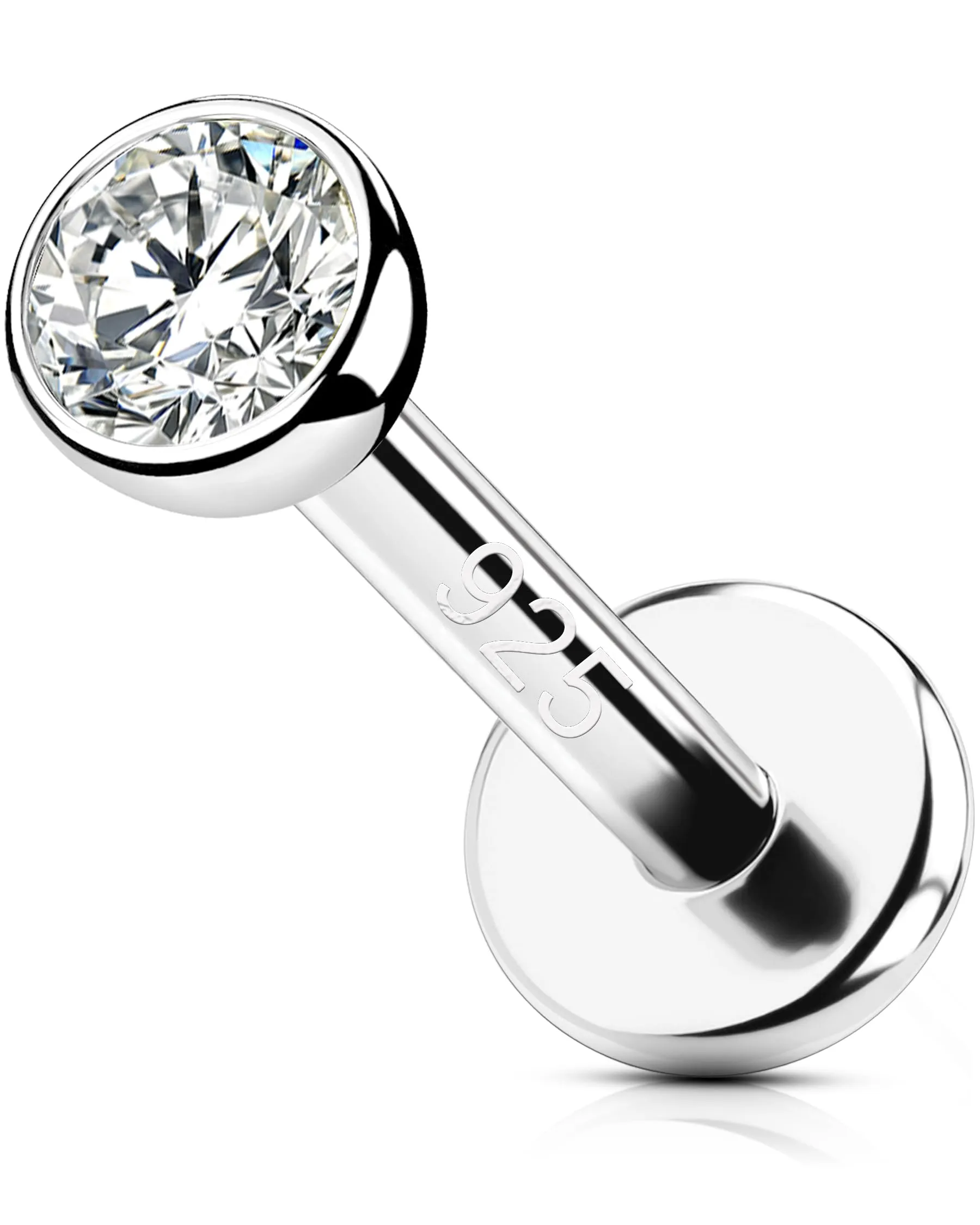 OUFER 16G Piercing Helix Filettato Interno Labret Piercing Argento 925 Orecchini Tragus Trasparente 2/2.5/3 mm CZ Gioielli Per Il Corpo 6/8/10 mm
