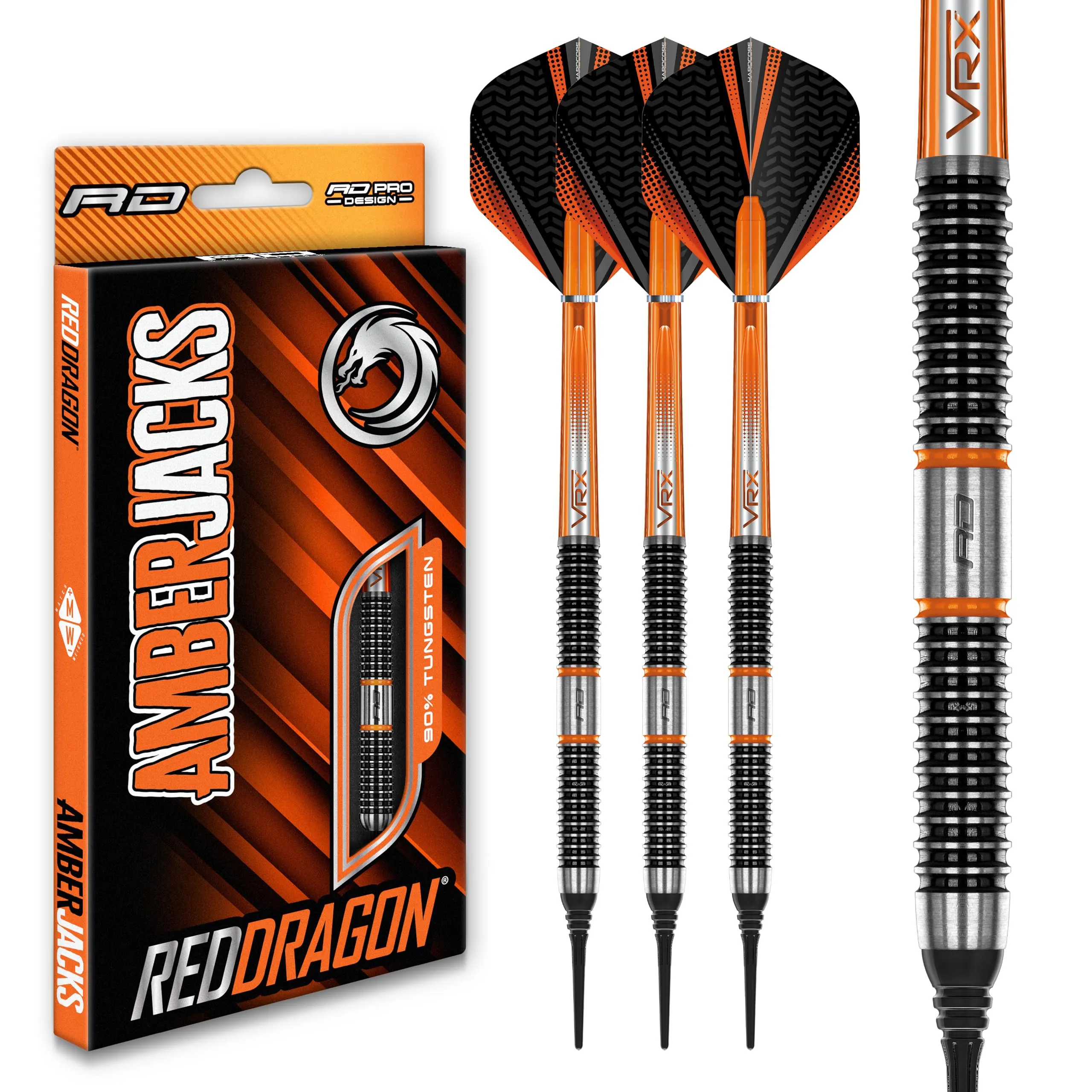 RED DRAGON Amberjack 18 Freccette Professionali Softip Set di Freccette da 18 Grammi con Alette e aste
