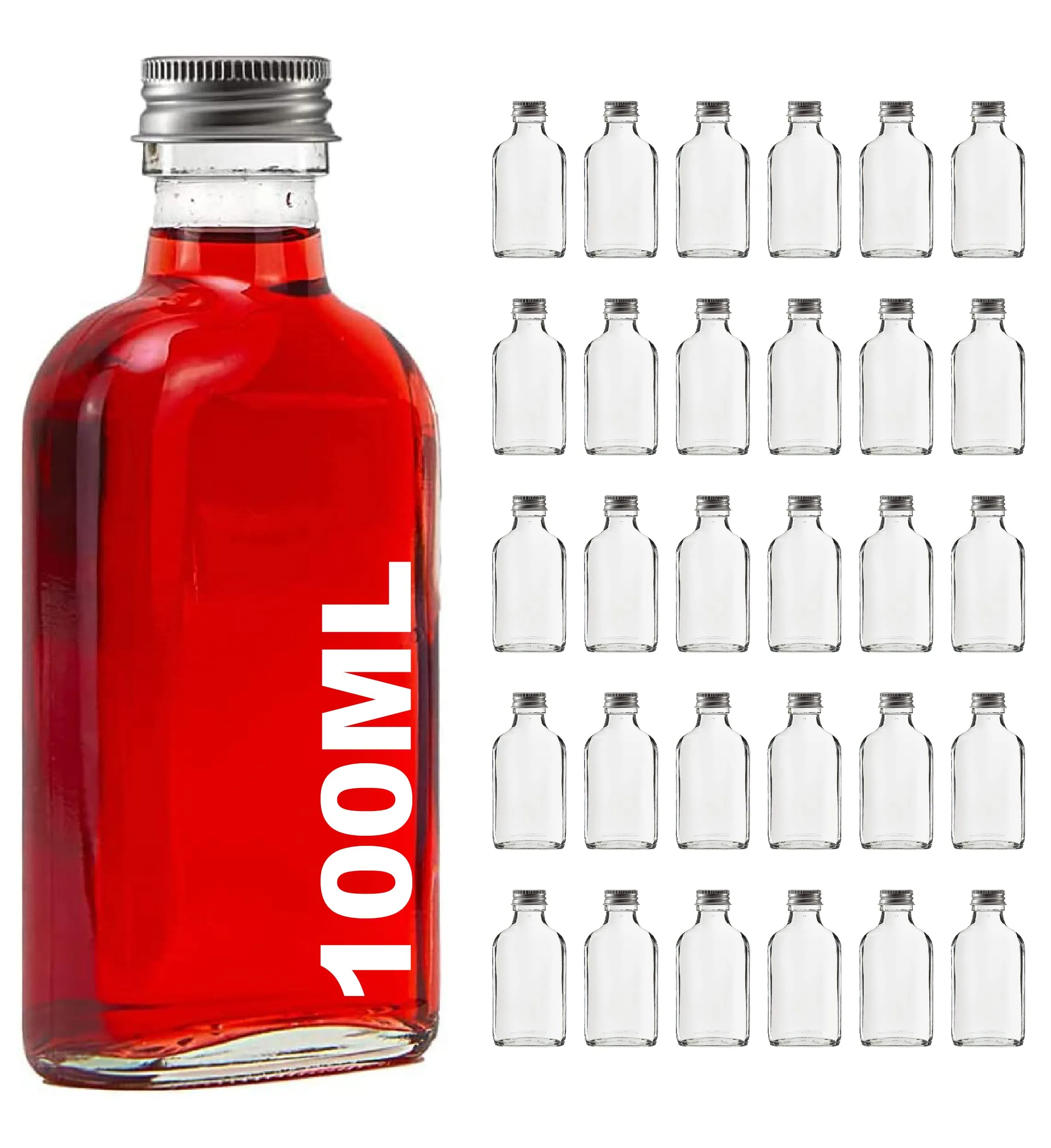 casavetro Bottiglie vuote di vetro da 100 ml, 30 pezzi, con tappo a vite, 100 ml, bottiglia di vino, aceto e olio, da riempire, 0,1 litri (30 x 100 ml)