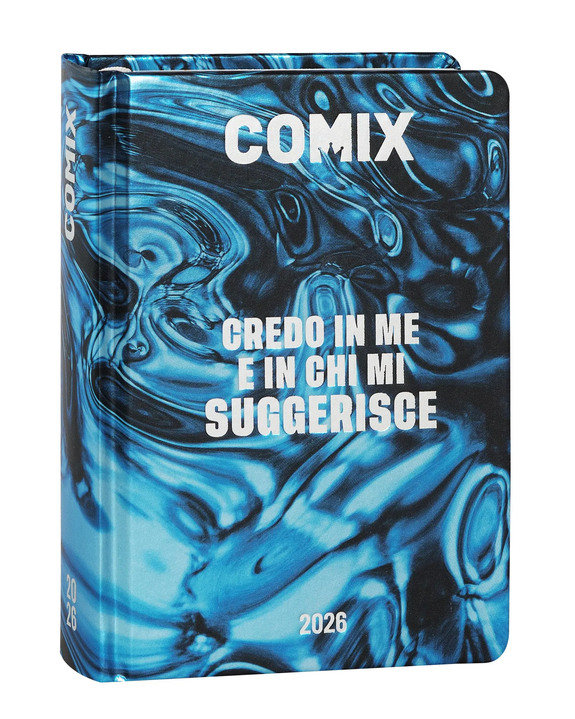 COMIX - Diario Mini Giornaliero 16 Mesi, Diario Scuola 2025-2026, con Copertina Rigida, Ideale per la Scuola Media e Superiore, 11x15.3h cm, Metal