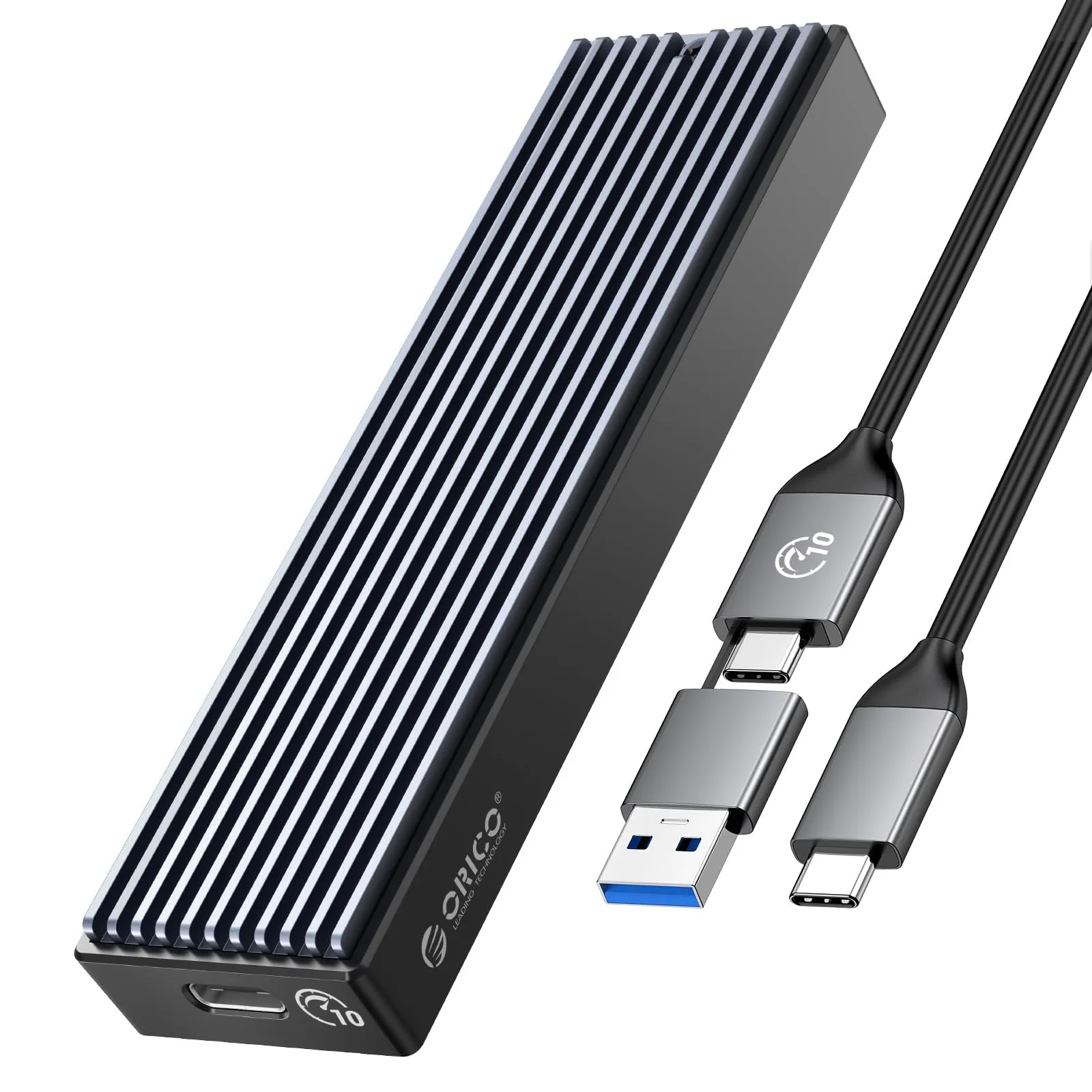 ORICO Case SSD M.2 NVMe, Enclosure Esterno, USB 3.2 Gen2 10Gbps Adattatore NVMe per PCIe M-Key SSD 2230/2242/2260/2280 Con UASP, Cavi USB C a C e A a C Inclusi