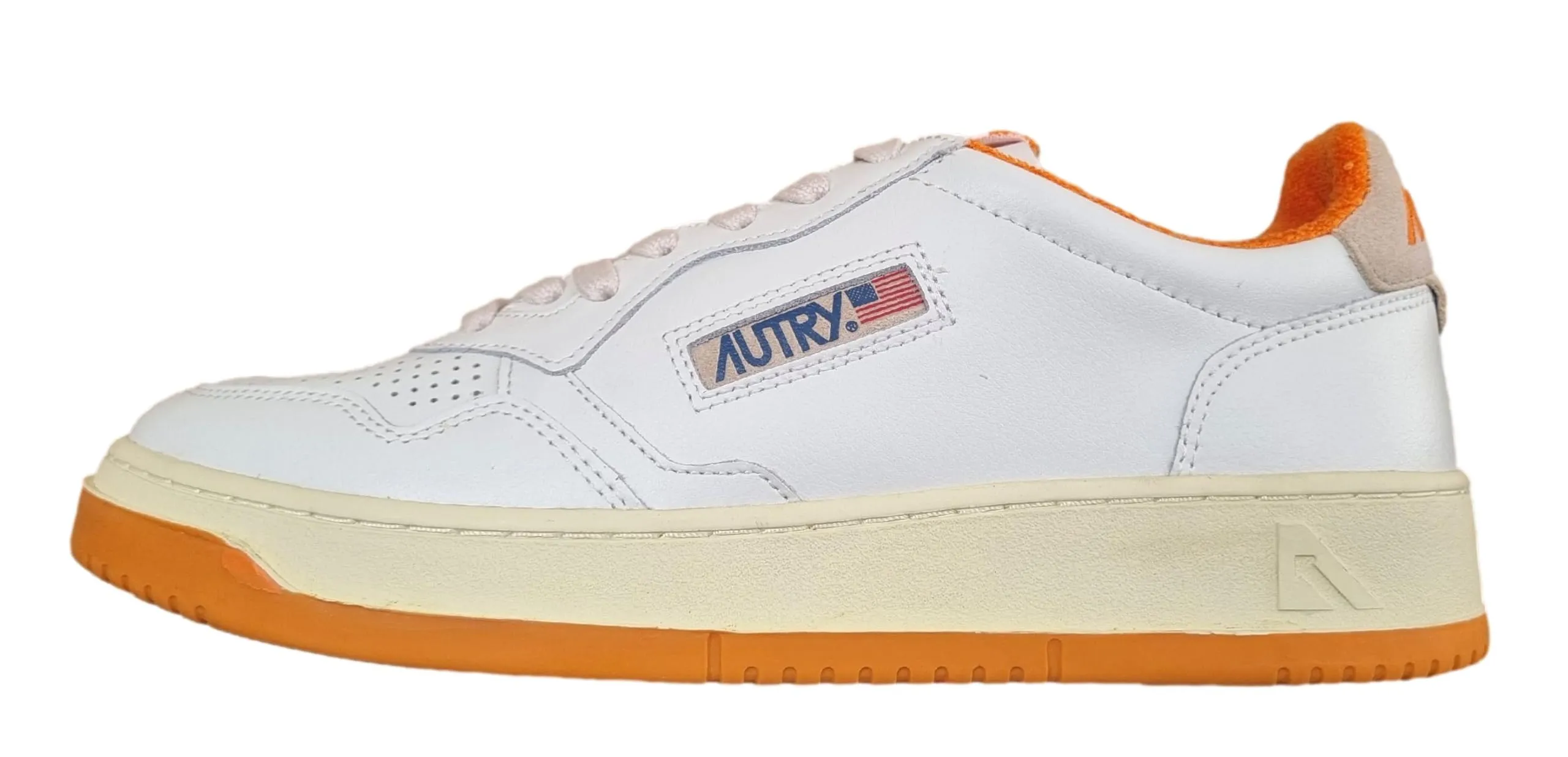 AUTRY Scarpe Sneakers Uomo in Pelle AULM VS02 Bianco Arancione (Bianco Arancione, Sistema Taglie Calzature EU, Adulto, Numero, Media, 37)