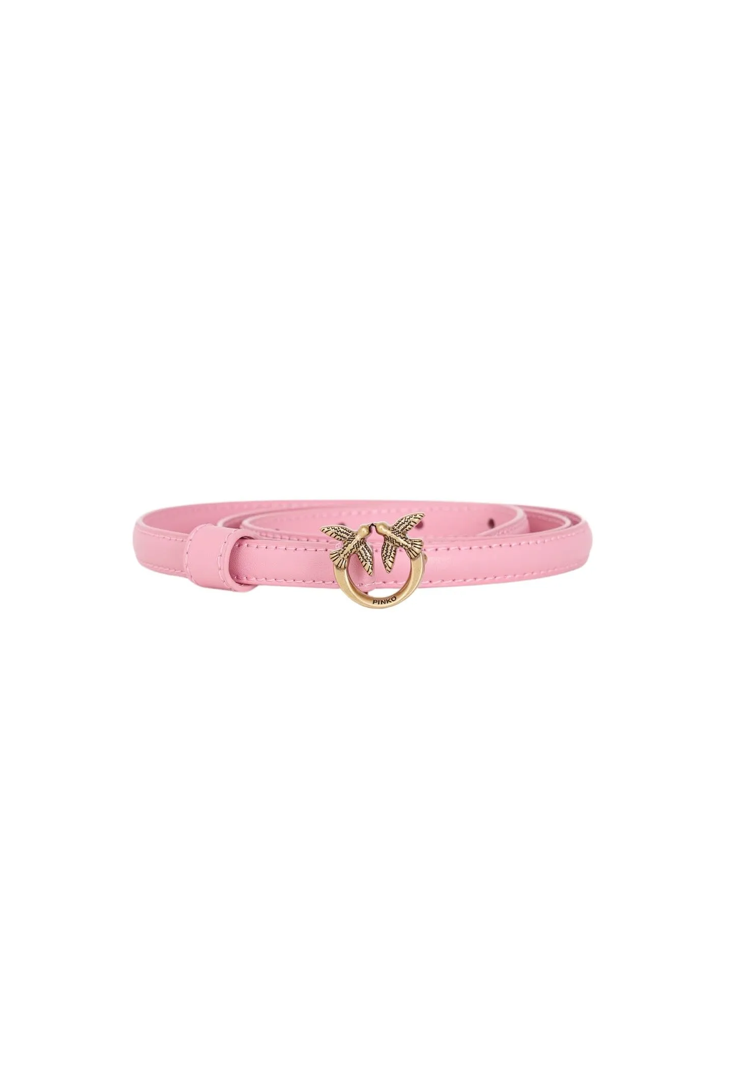 Pinko Love Berry H1 Belt Vitello Seta Cintura, P31Q_Rosa Marino-Antique Gold, L Donna