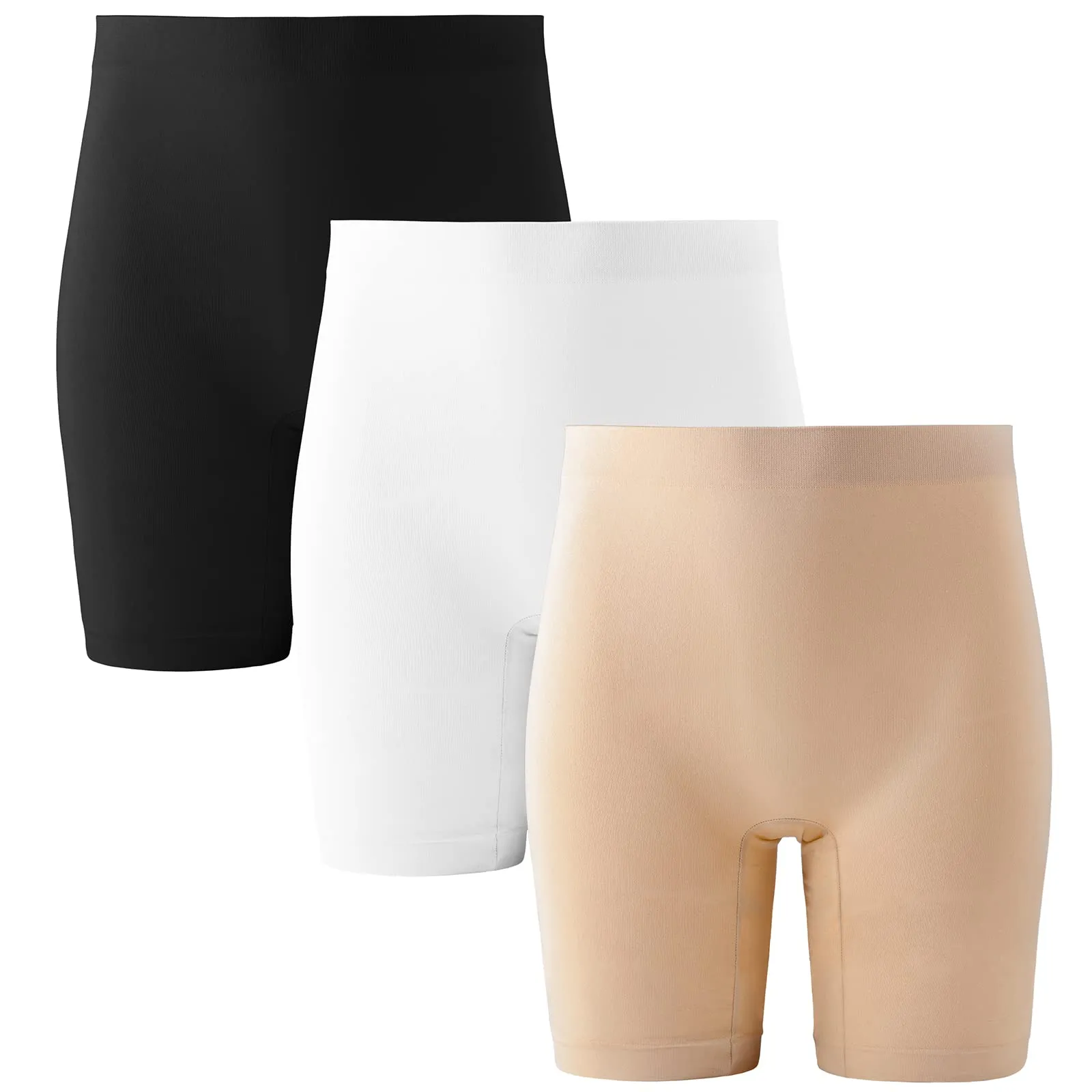 INNERSY Pantaloncini Sottogonna Donna Culotte Antisfregamento Leggings Corti Senza Cuciture 3 Pacco (M, Nero/Bianco/Beige)