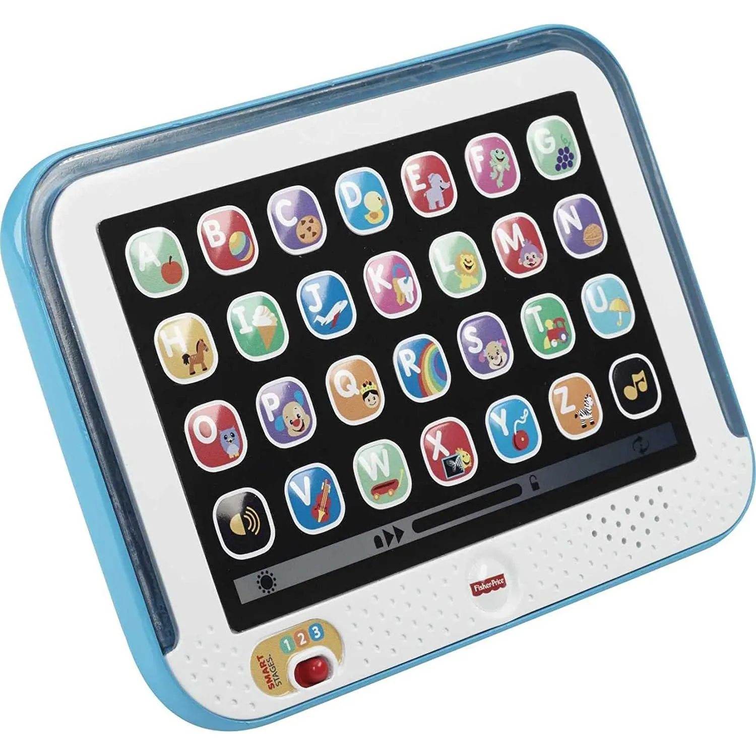 Fisher-Price - Tablet Ridi e Impara, tablet con tecnologia Smart Stages e tre livelli di gioco, tante canzoncine, frasi e suoni per crescere e imparare, giocattolo per bambini, 12+ mesi, CDG33