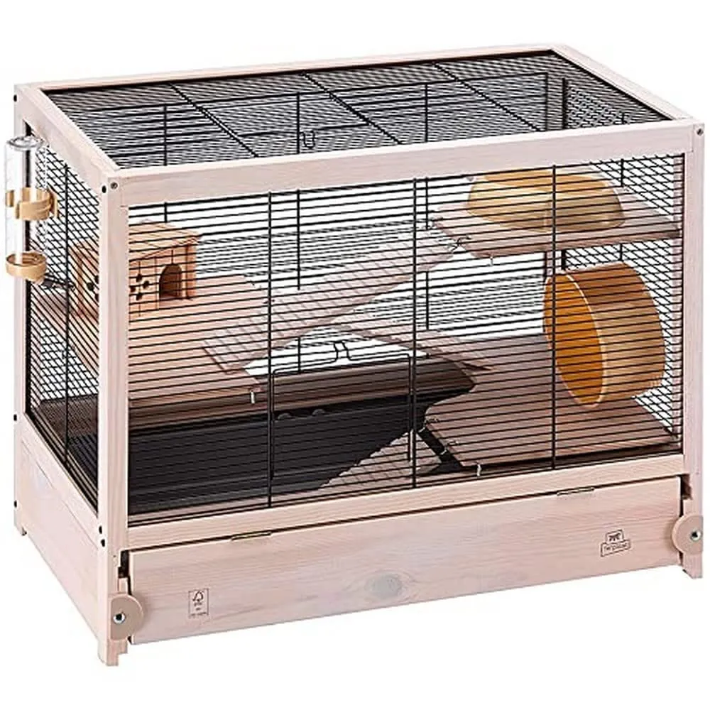 Ferplast Gabbia Criceti in legno FSC HAMSTERVILLE, Gabbia Topolini, Struttura su più livelli, Accessori inclusi, 60 x 34 x h 49 cm.