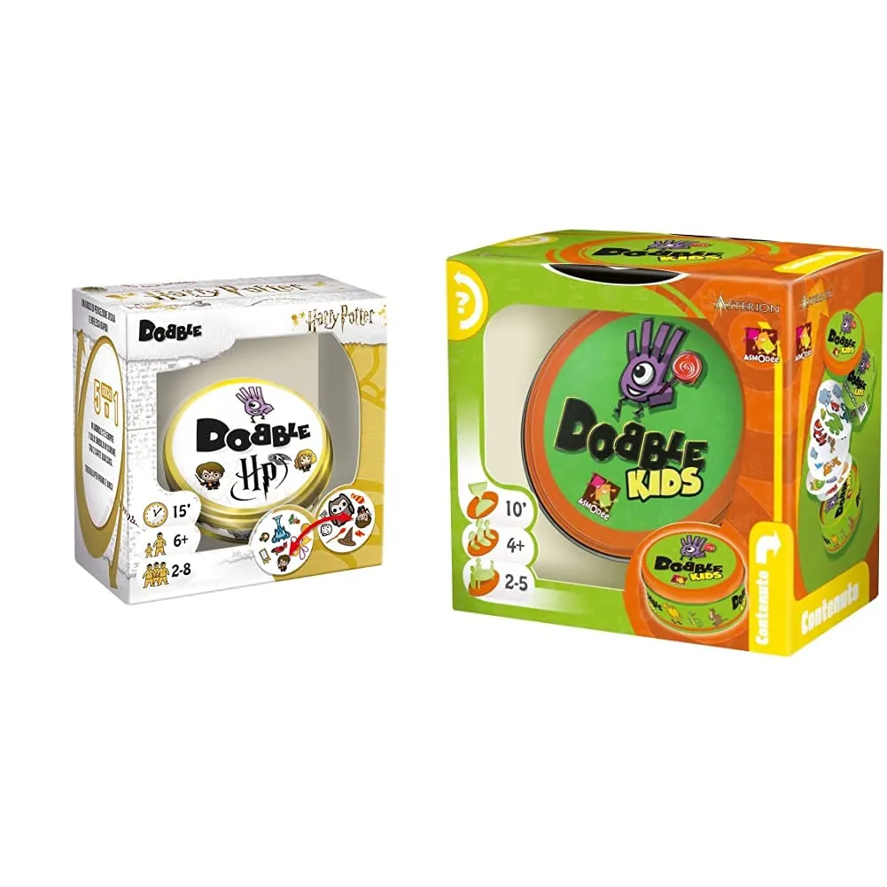 Asmodee Harry Potter Dobble Gioco Da Tavolo, Edizione In Italiano, 8243 & Dobble Kids Gioco Di Carte, Edizione In Italiano (8231)