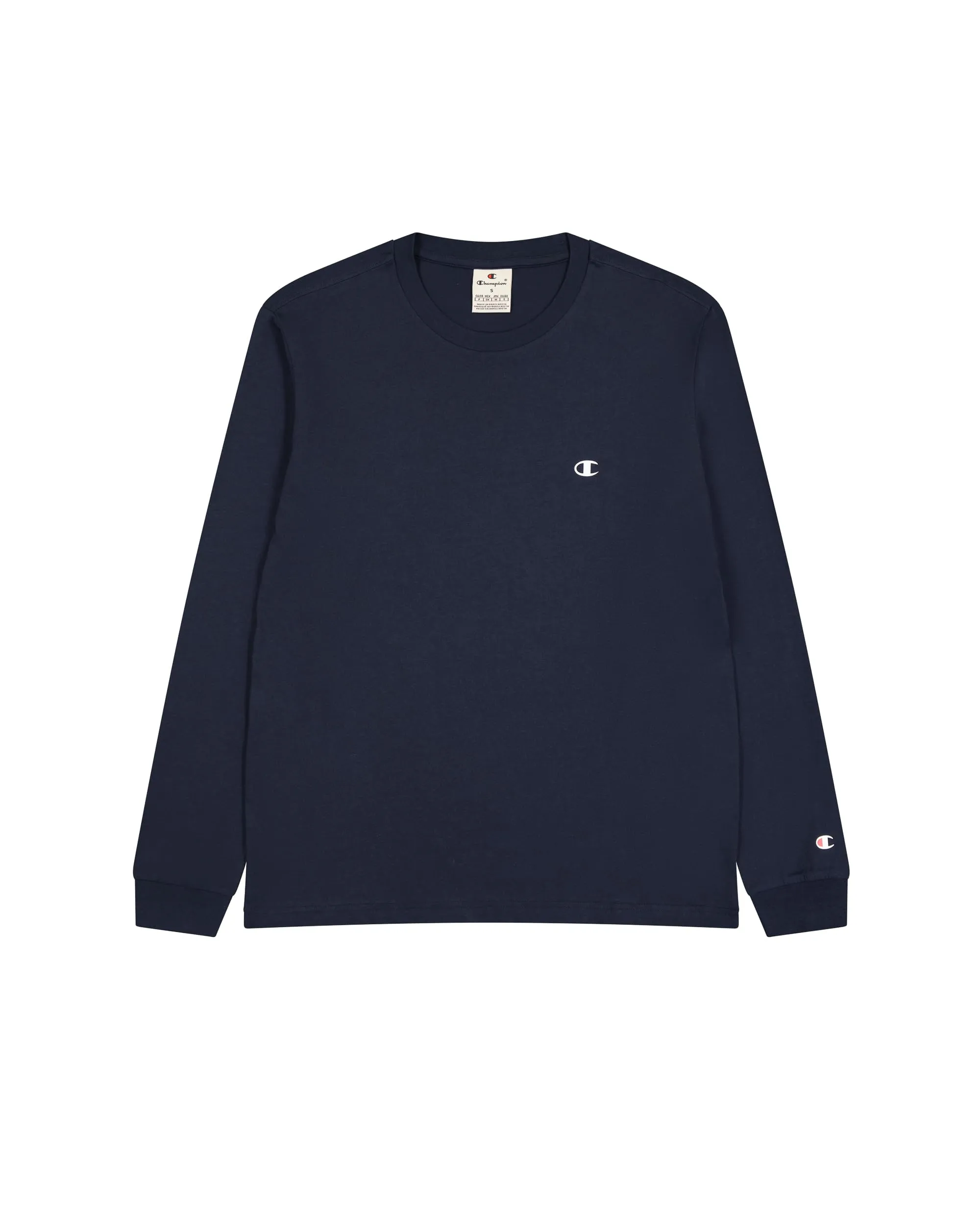 Champion Legacy Basics - L-S Crewneck Maglietta a Manica Lunga, Blu Marino, L Uomo FW23